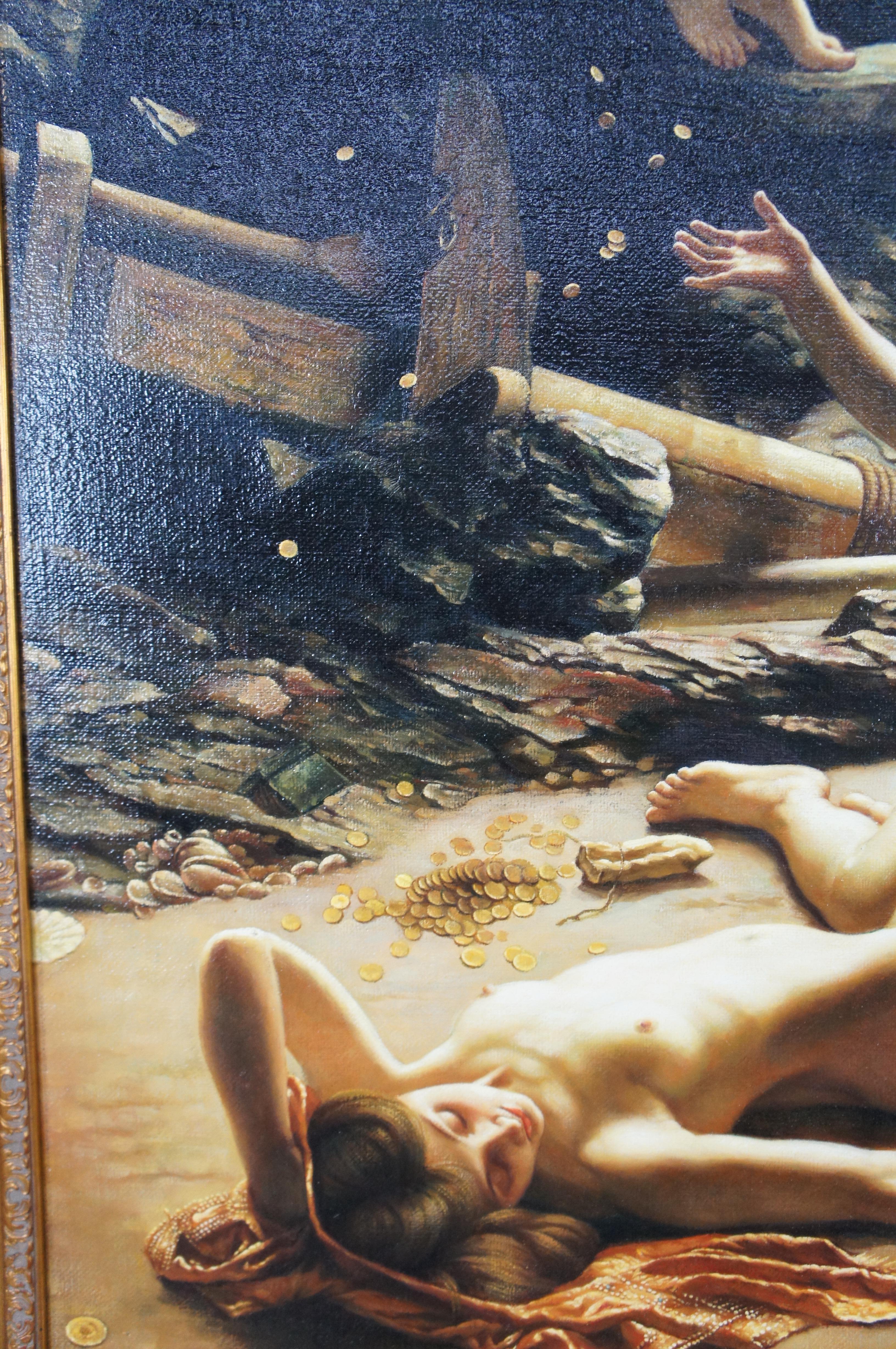 La Grotta delle Ninfe della Tempesta Pittura a olio Edward Poynter Sirenes Barche Tesoro 2