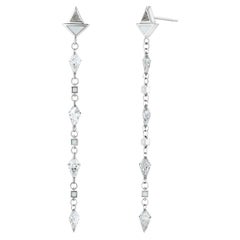 Drop Down 3.5 Carat Trillion & Kite Diamond Earrings set in 18k White Gold