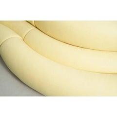 Contemporary Modern Celeste Curved Sofa in Yellow Wool Felt and Black Metal Base