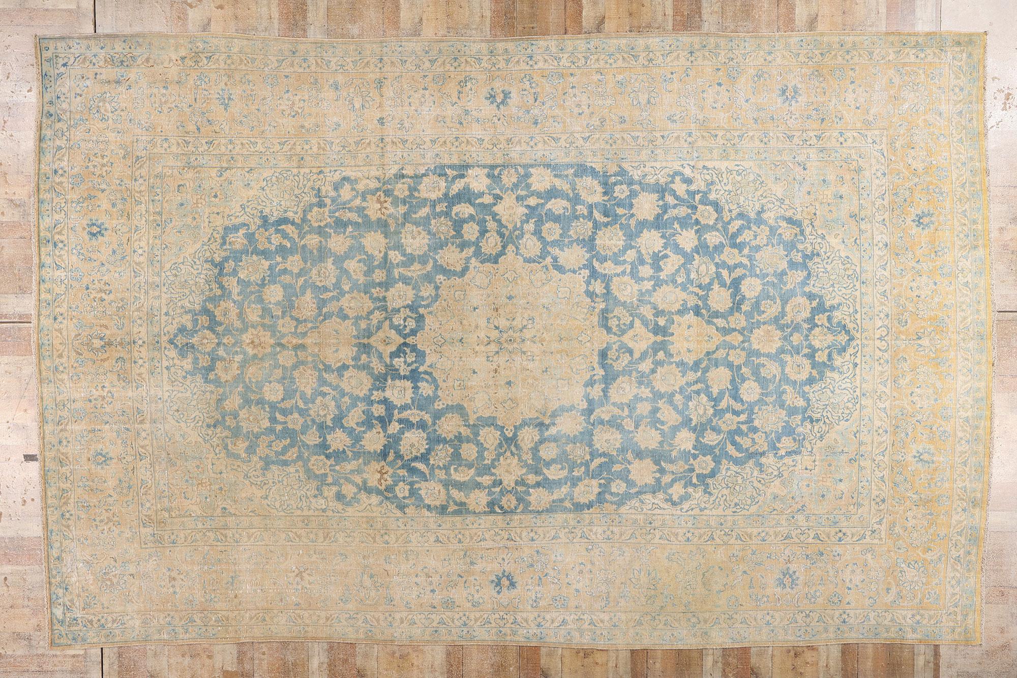 The Celestial Azure Bloom: A Persian Najafabad Masterpiece of Timeless Elegance For Sale 3