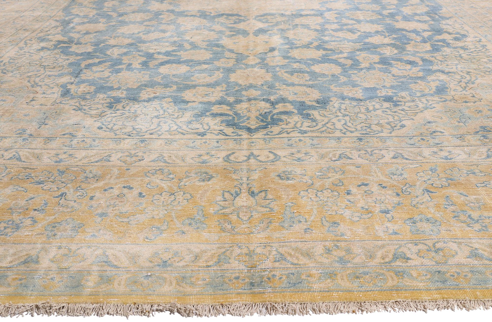 Hand-Knotted The Celestial Azure Bloom: A Persian Najafabad Masterpiece of Timeless Elegance For Sale