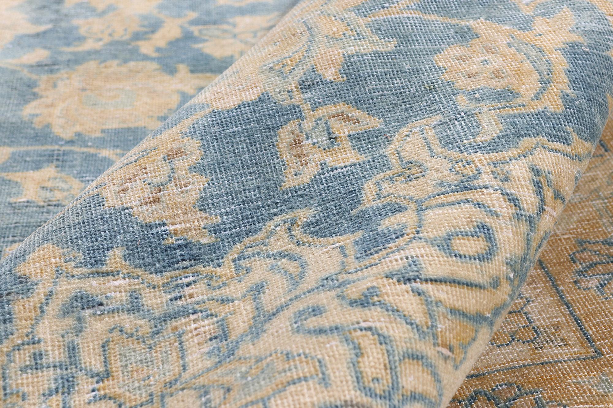 20th Century The Celestial Azure Bloom: A Persian Najafabad Masterpiece of Timeless Elegance For Sale