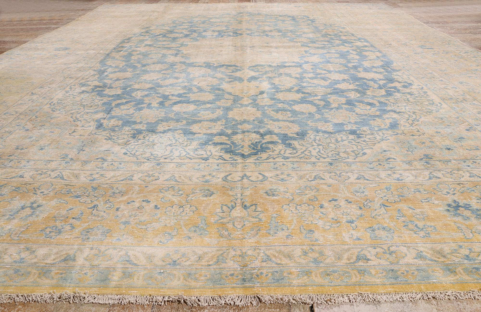 The Celestial Azure Bloom: A Persian Najafabad Masterpiece of Timeless Elegance For Sale 2