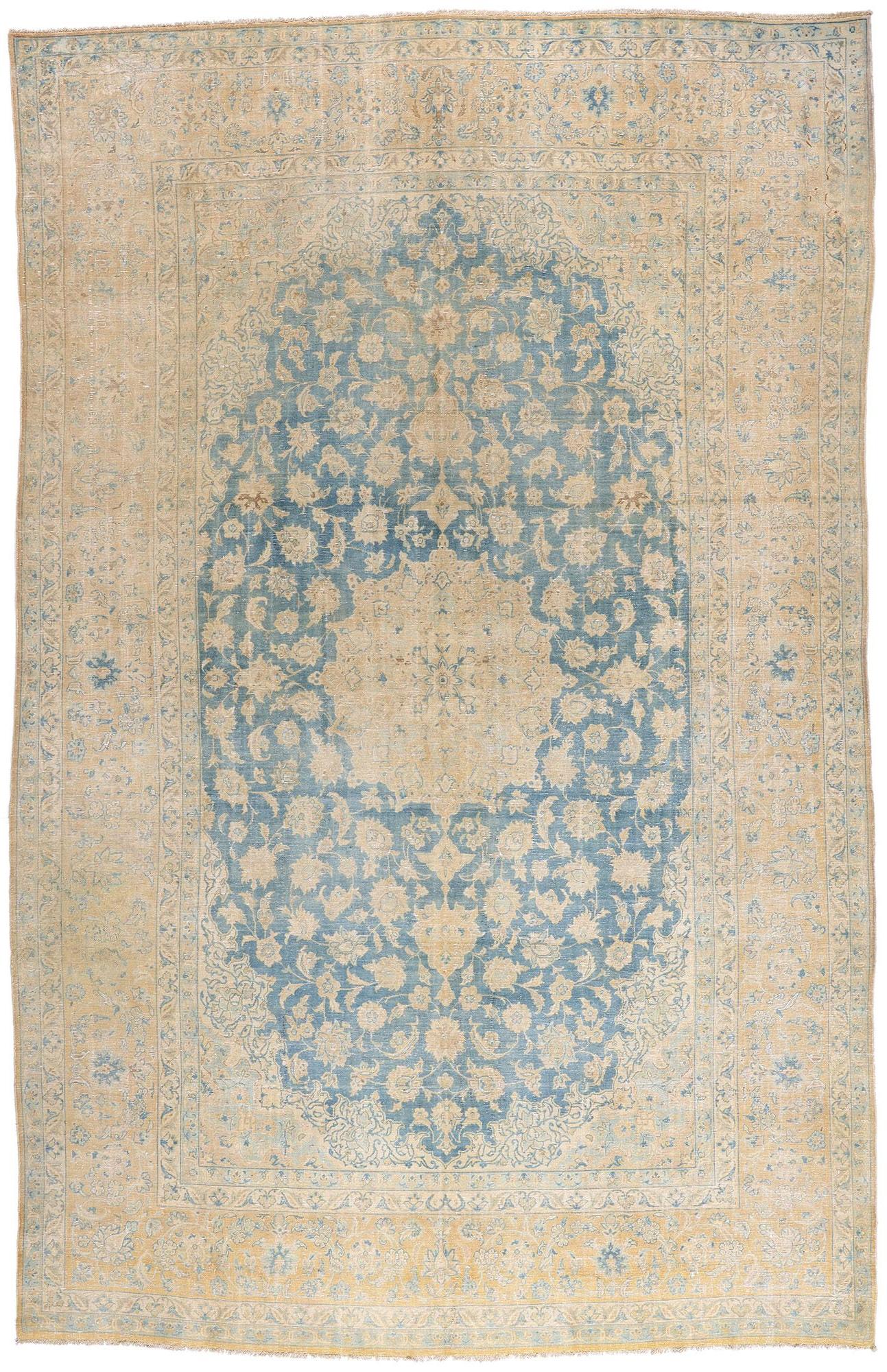 The Celestial Azure Bloom: A Persian Najafabad Masterpiece of Timeless Elegance For Sale