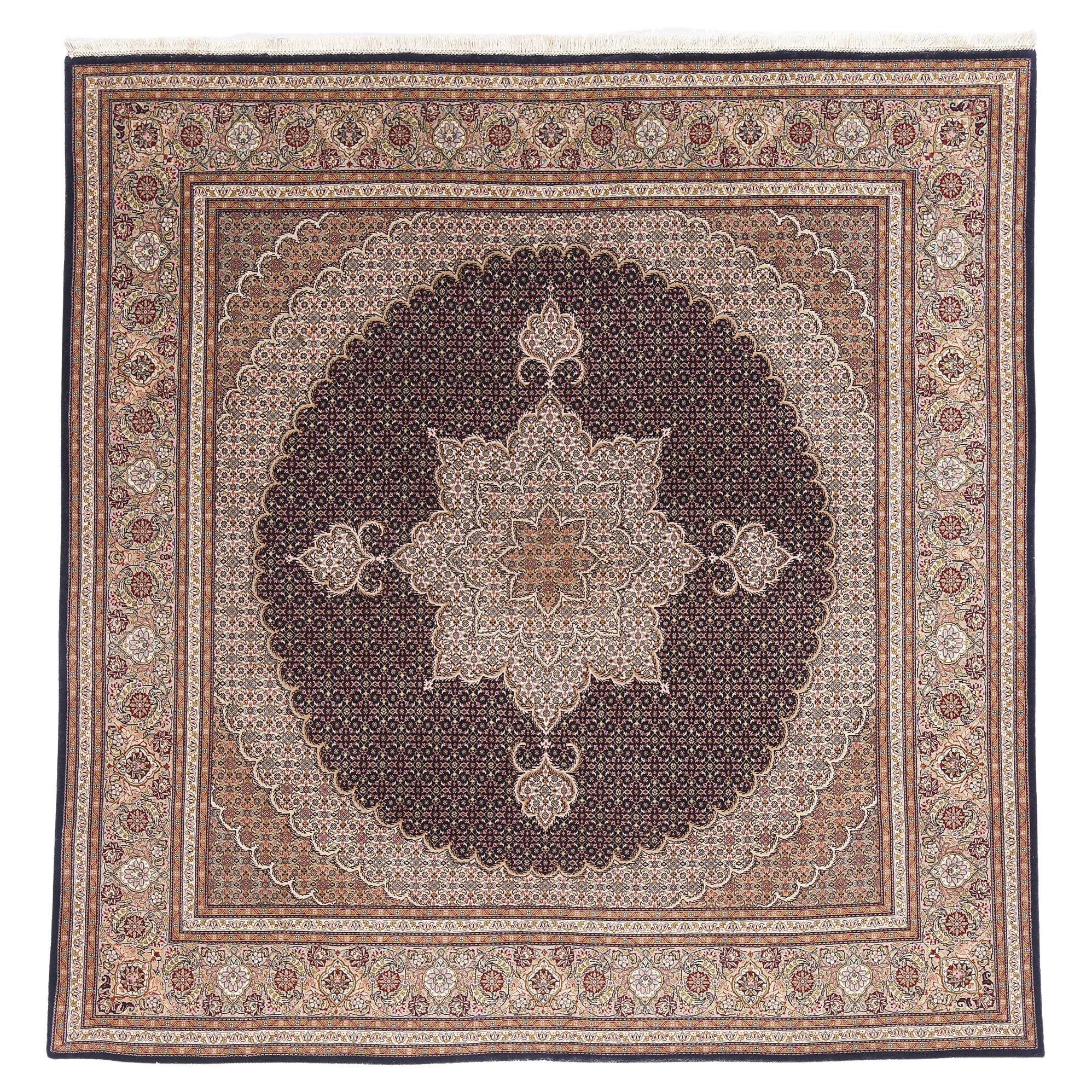 The Celestial Court: A Vintage Persian Tabriz Masterpiece of Refined Elegance For Sale