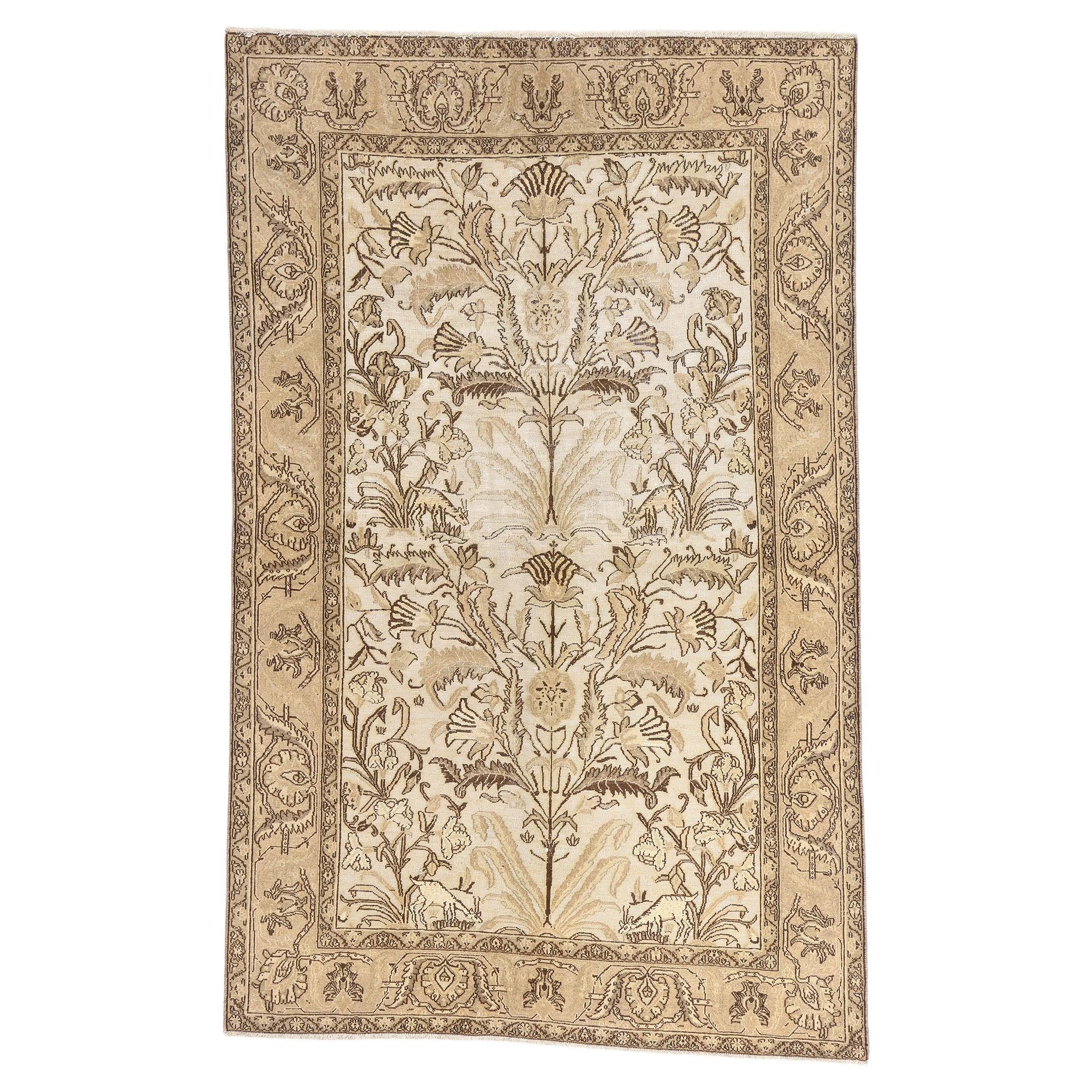 The Celestial Garden: Vintage Persian Qum Tree-of-Life Masterwork of Tranquility For Sale