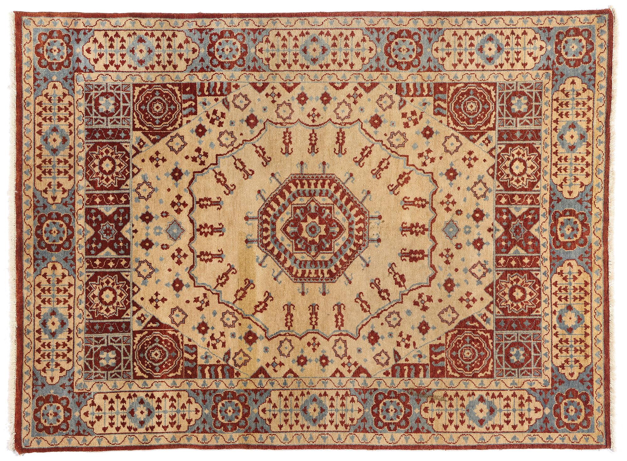 La Geometria Celeste: Un tappeto Oushak turco d'epoca di sacra armonia in vendita 4