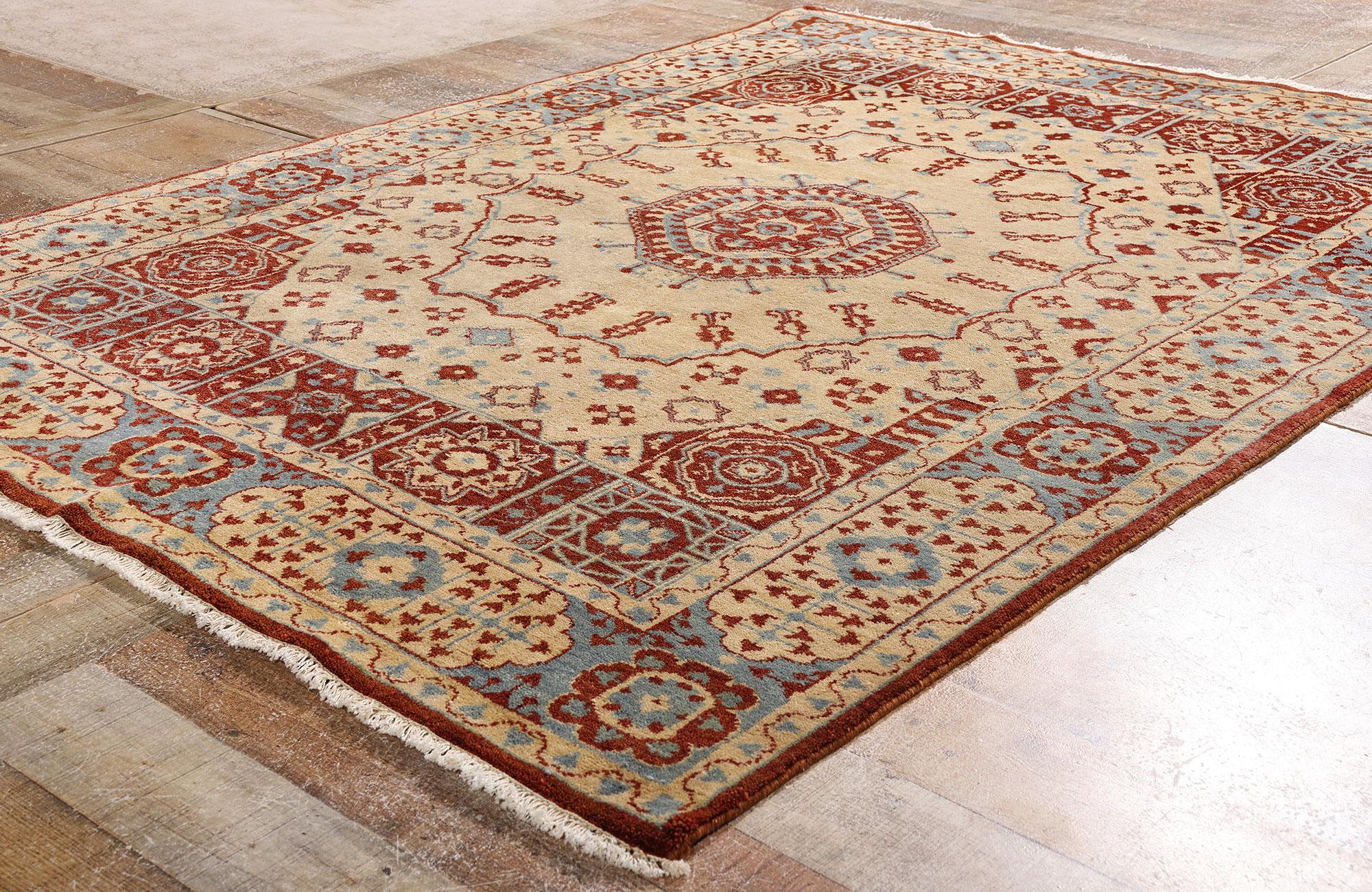 Turco La Geometria Celeste: Un tappeto Oushak turco d'epoca di sacra armonia in vendita