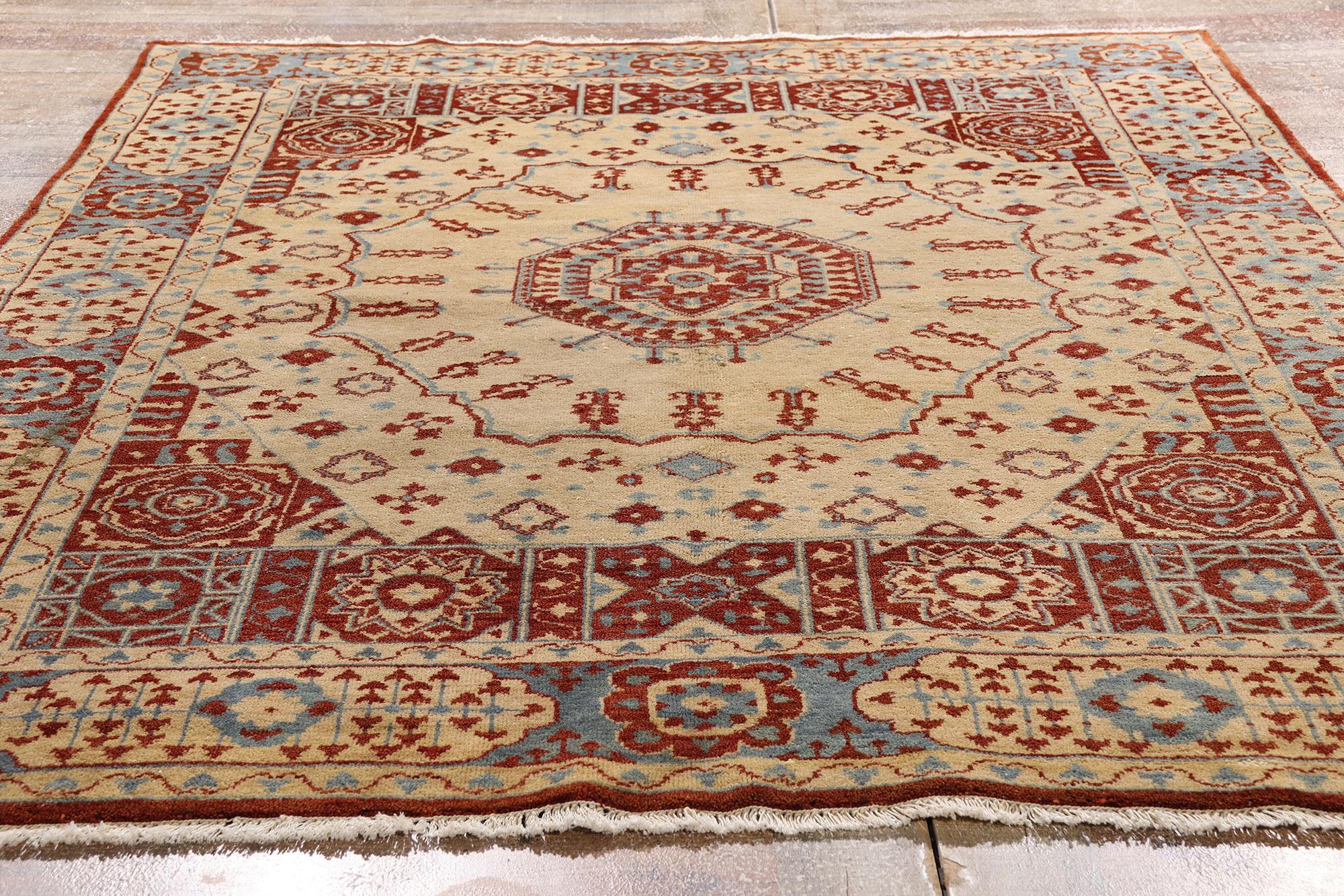 La Geometria Celeste: Un tappeto Oushak turco d'epoca di sacra armonia In condizioni buone in vendita a Dallas, TX