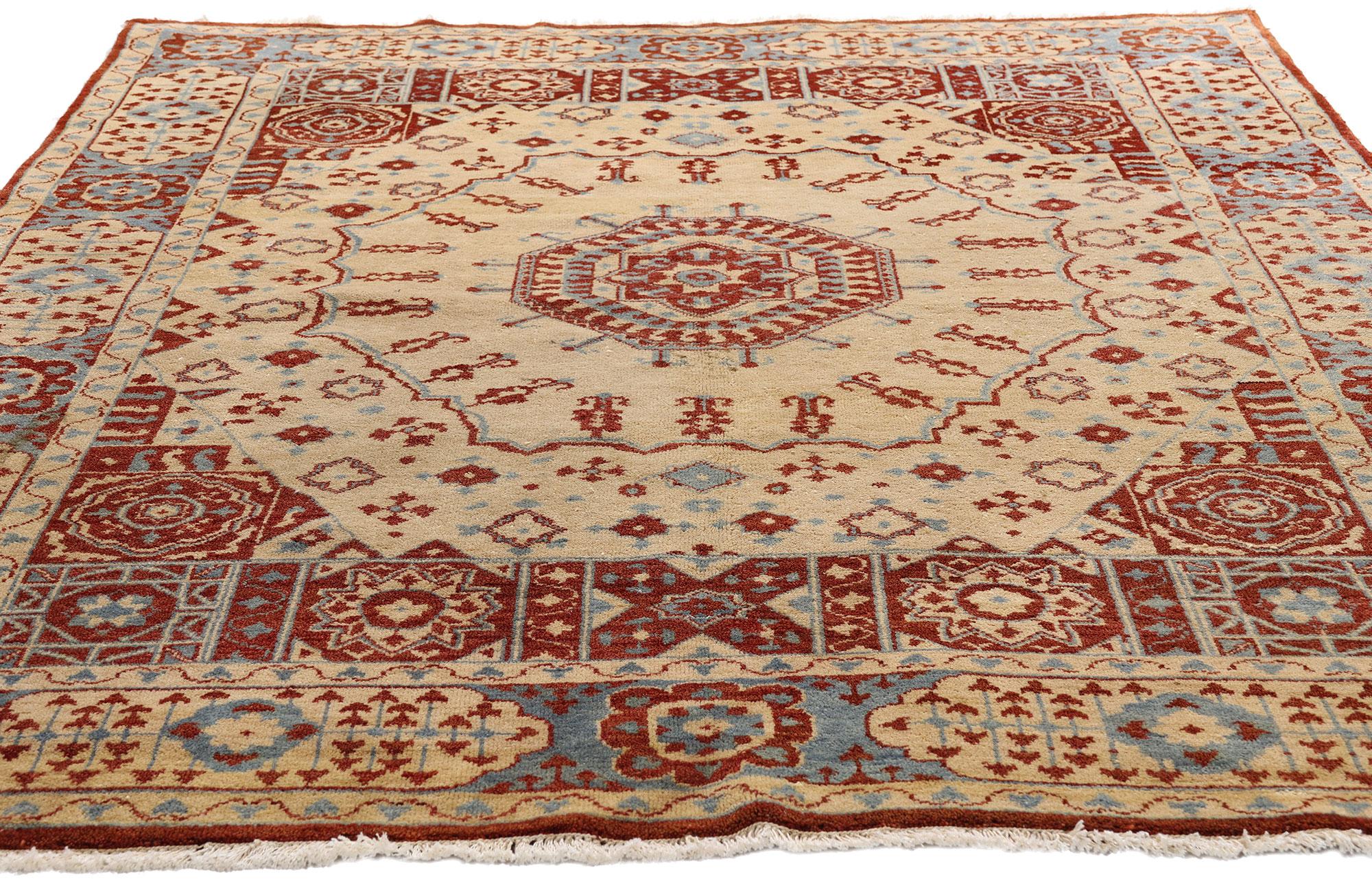 Lana La Geometria Celeste: Un tappeto Oushak turco d'epoca di sacra armonia in vendita