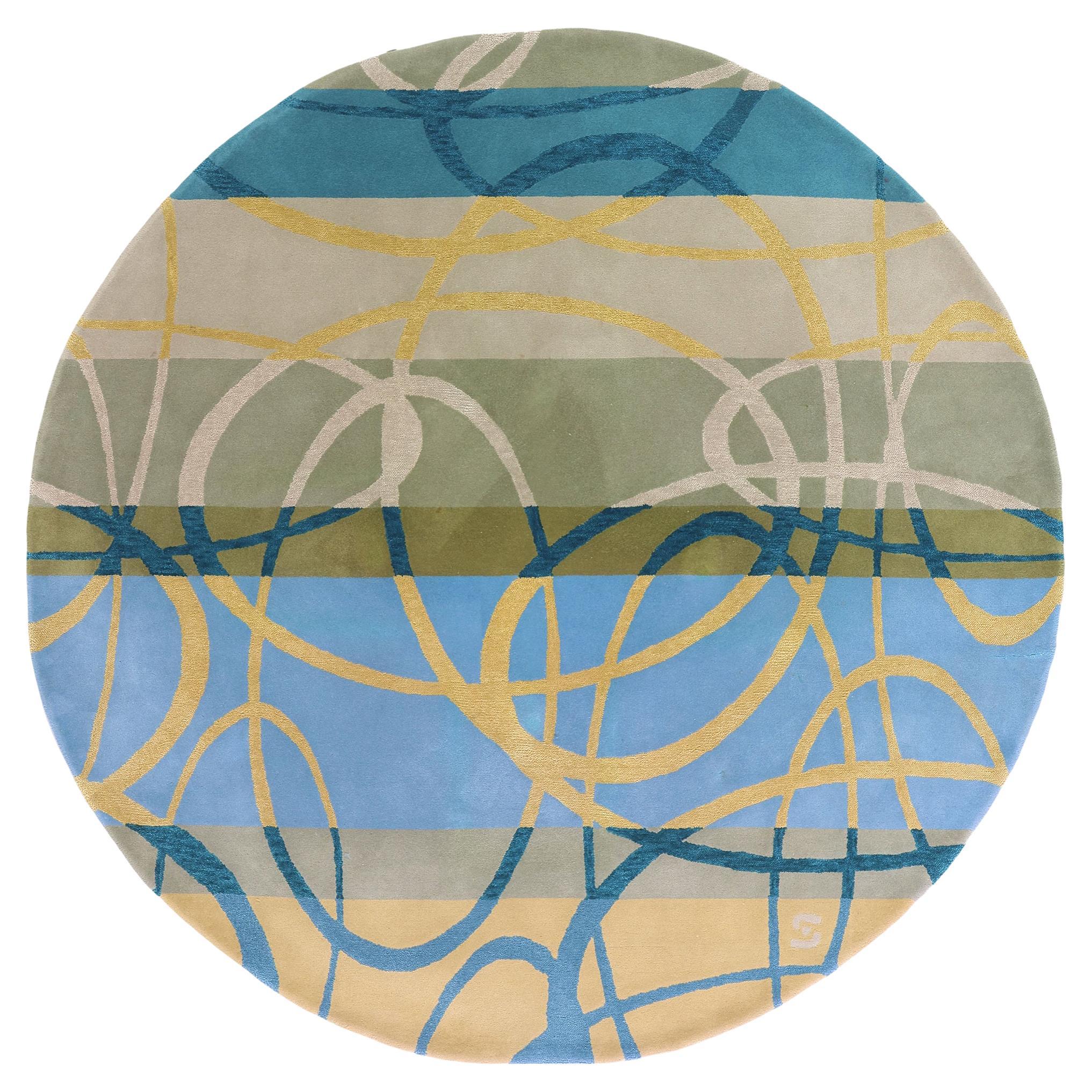 The Celestial Orbit: A Vintage Chinese Hooked Masterpiece of Abstract Elegance For Sale