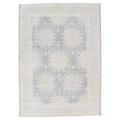 Alfombra Persa Kerman Vintage Desgastada con Estilo Rústico Inglés