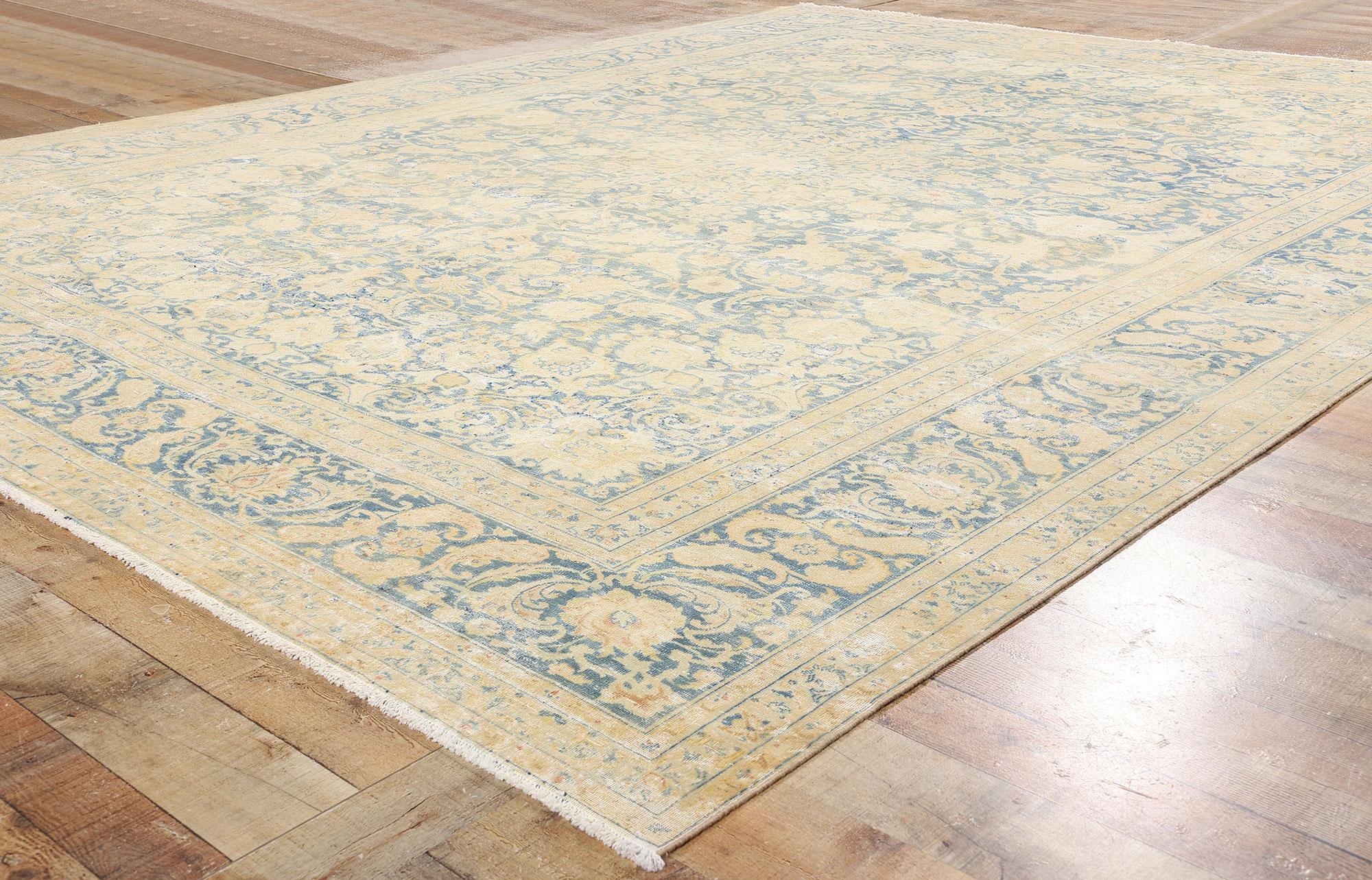 El Susurro Celestial: Una antigua obra maestra persa kashan de gracia etérea en Desgastado estado para la venta en Dallas, TX