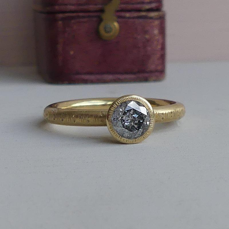 Artisan The Celestine Ethical Engagement Ring 0.6 ct Grey Diamond 18ct Fairmined Gold For Sale