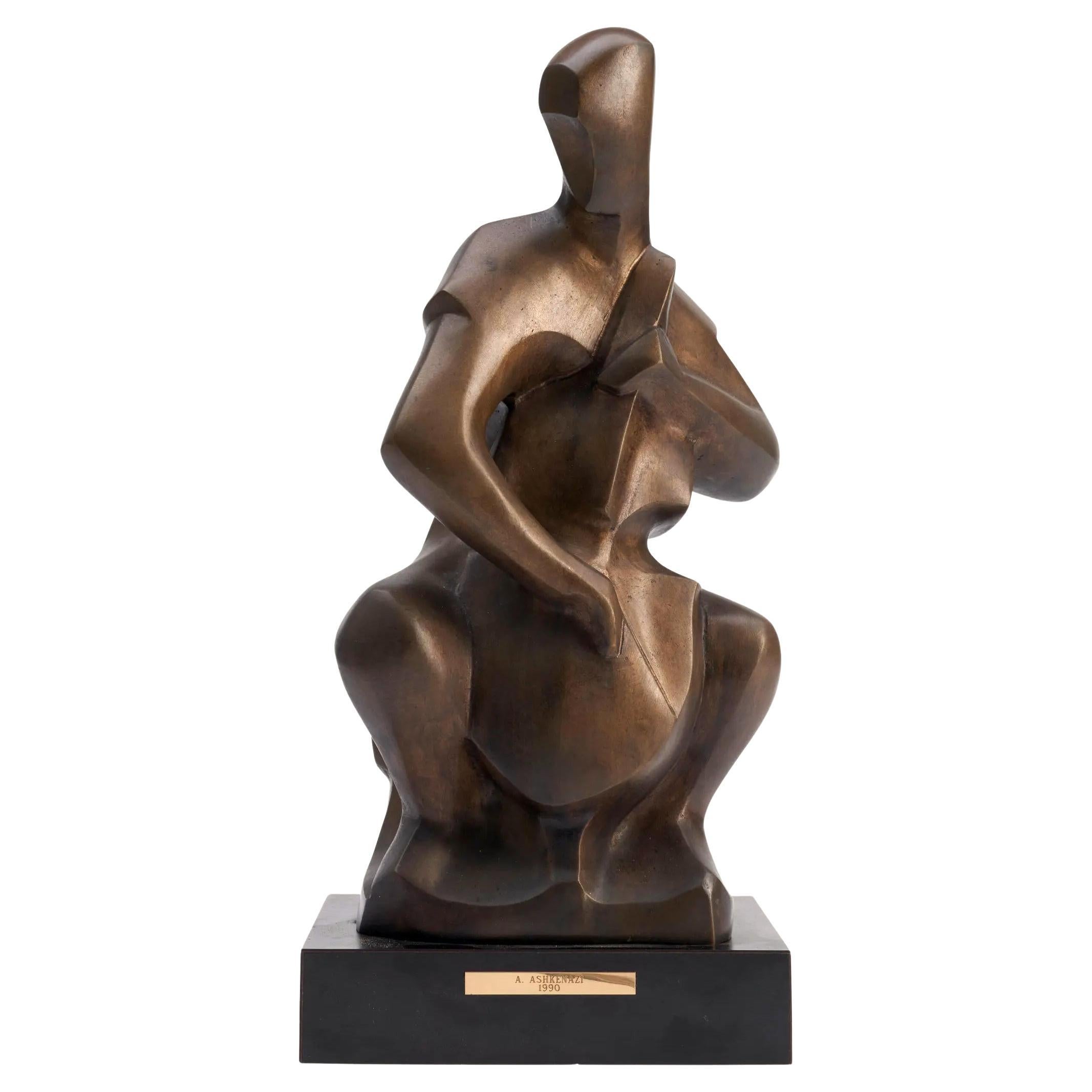 "The Cellist" Bronze Sculpture by Aaron Ashkenazi For Sale