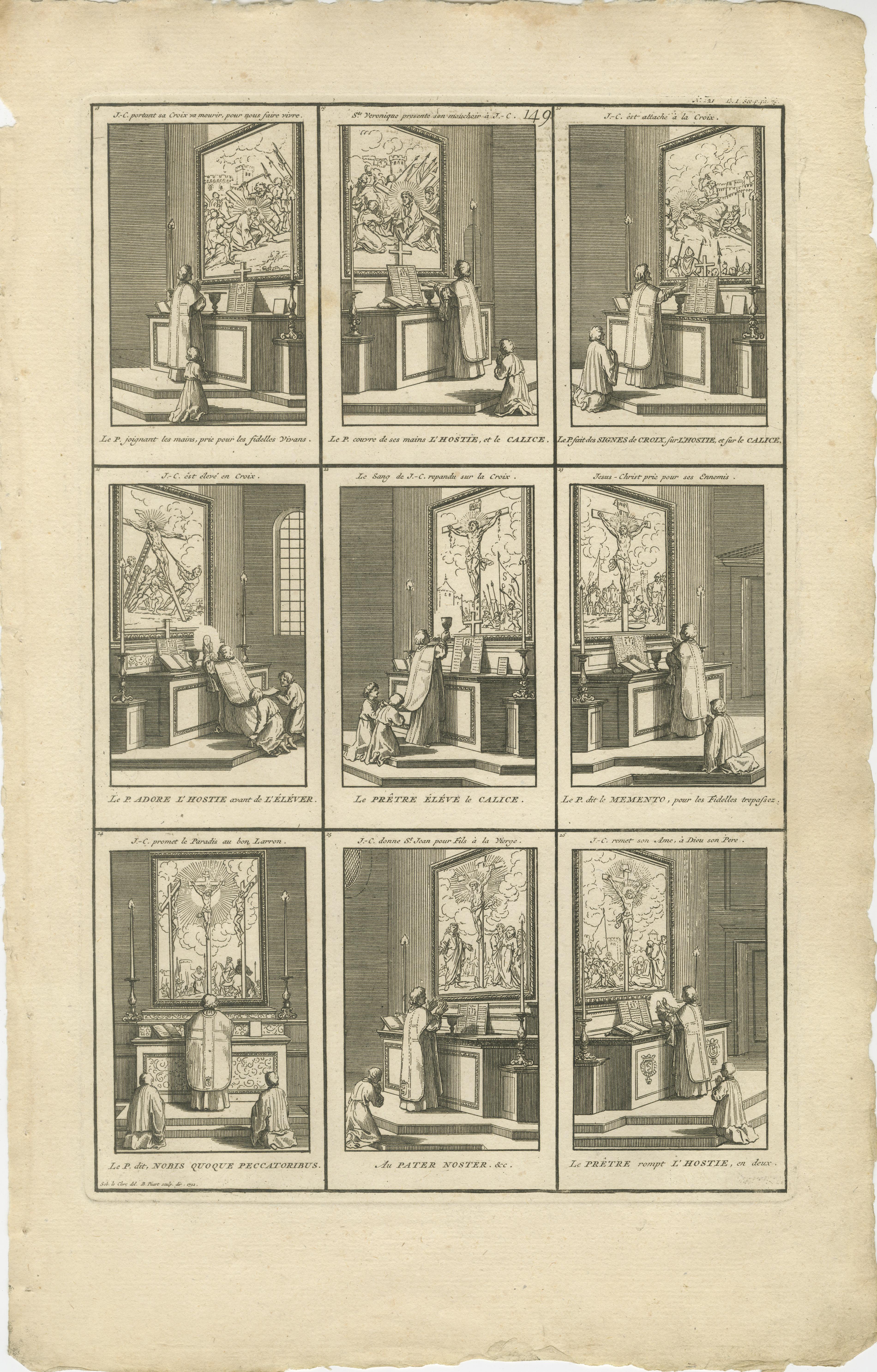 Mid-18th Century The Ceremonies of the Low Mass – Complete Engraved Cycle in Three Plates, 1734 For Sale