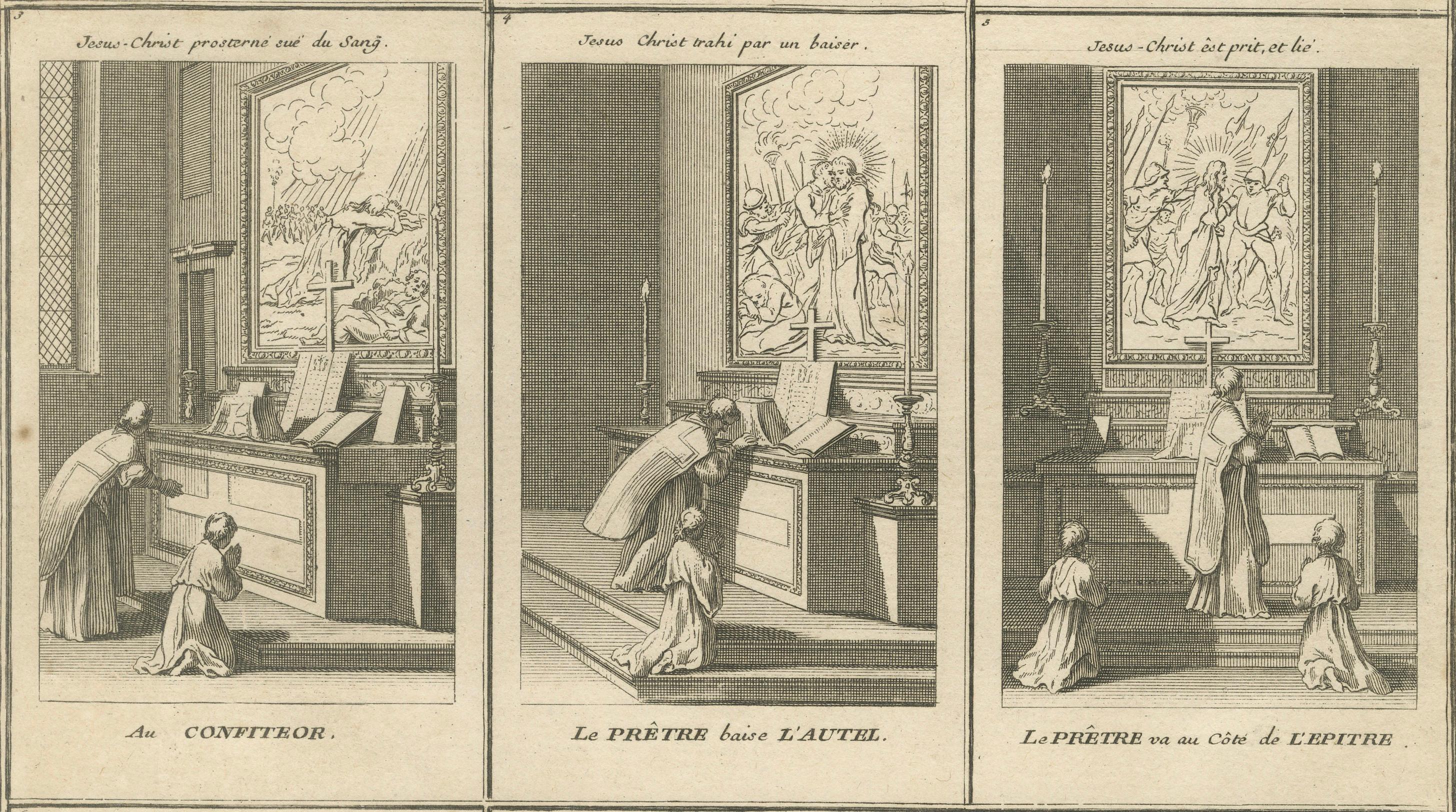 The Ceremonies of the Low Mass – Complete Engraved Cycle in Three Plates, 1734 For Sale 4