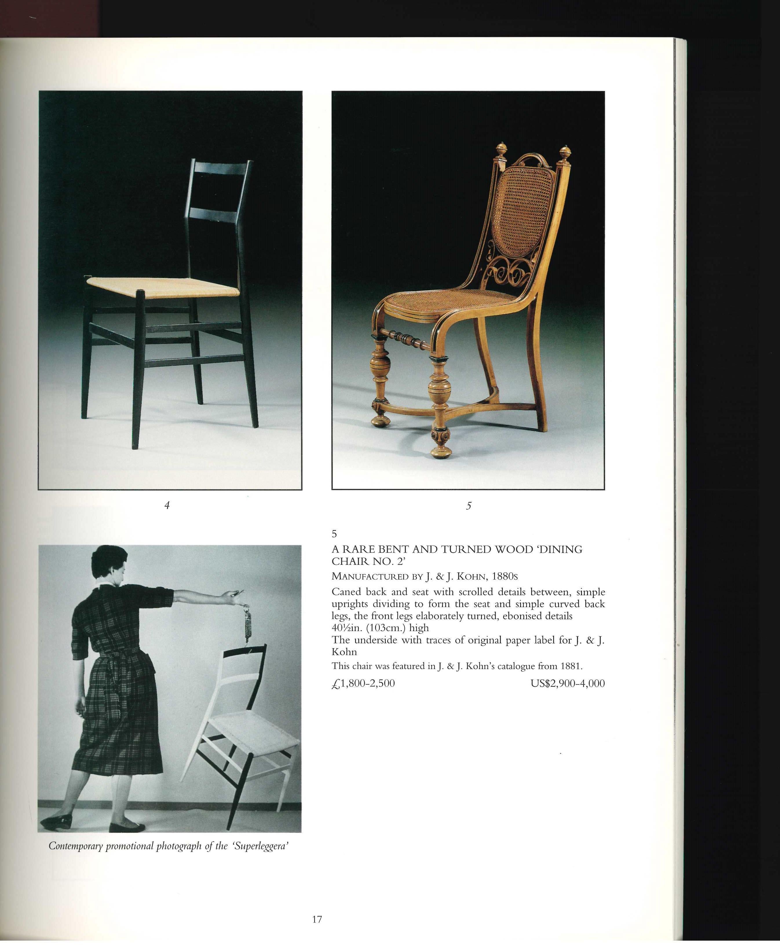 A catalogue produced by Christie's for an auction of Chairs which took place in 1997, with 124 lots all fully illustrated and described, together with auction estimated prices. The catalogue is in good condition and is entirely devoted to 