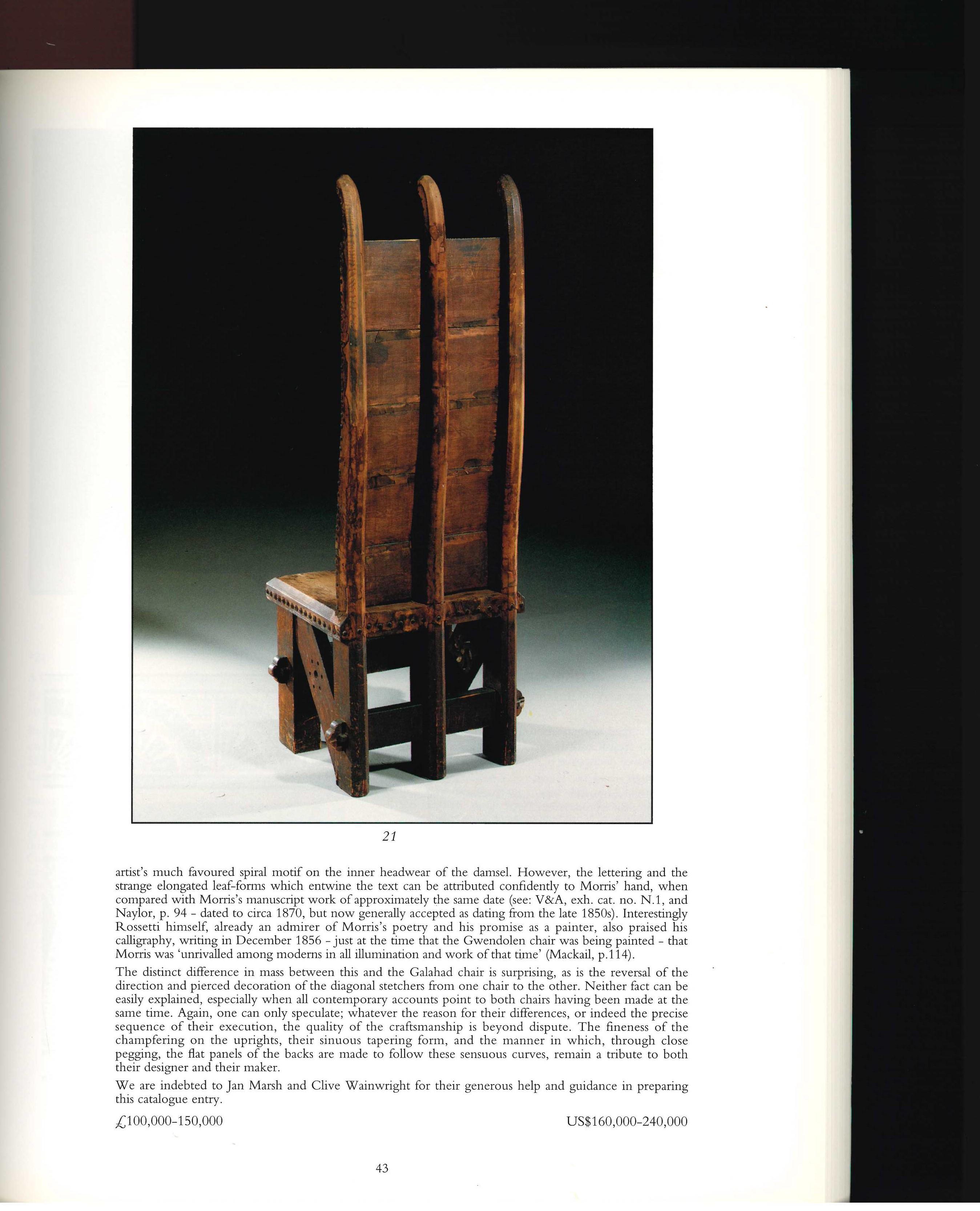 20th Century THE CHAIR, Christie's Auction Catalogue 29 October 1997