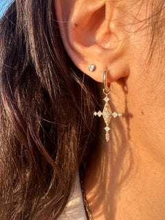 The Champagne Cross- 14kt Yellow Gold Drop Hoop Earring and Pendant