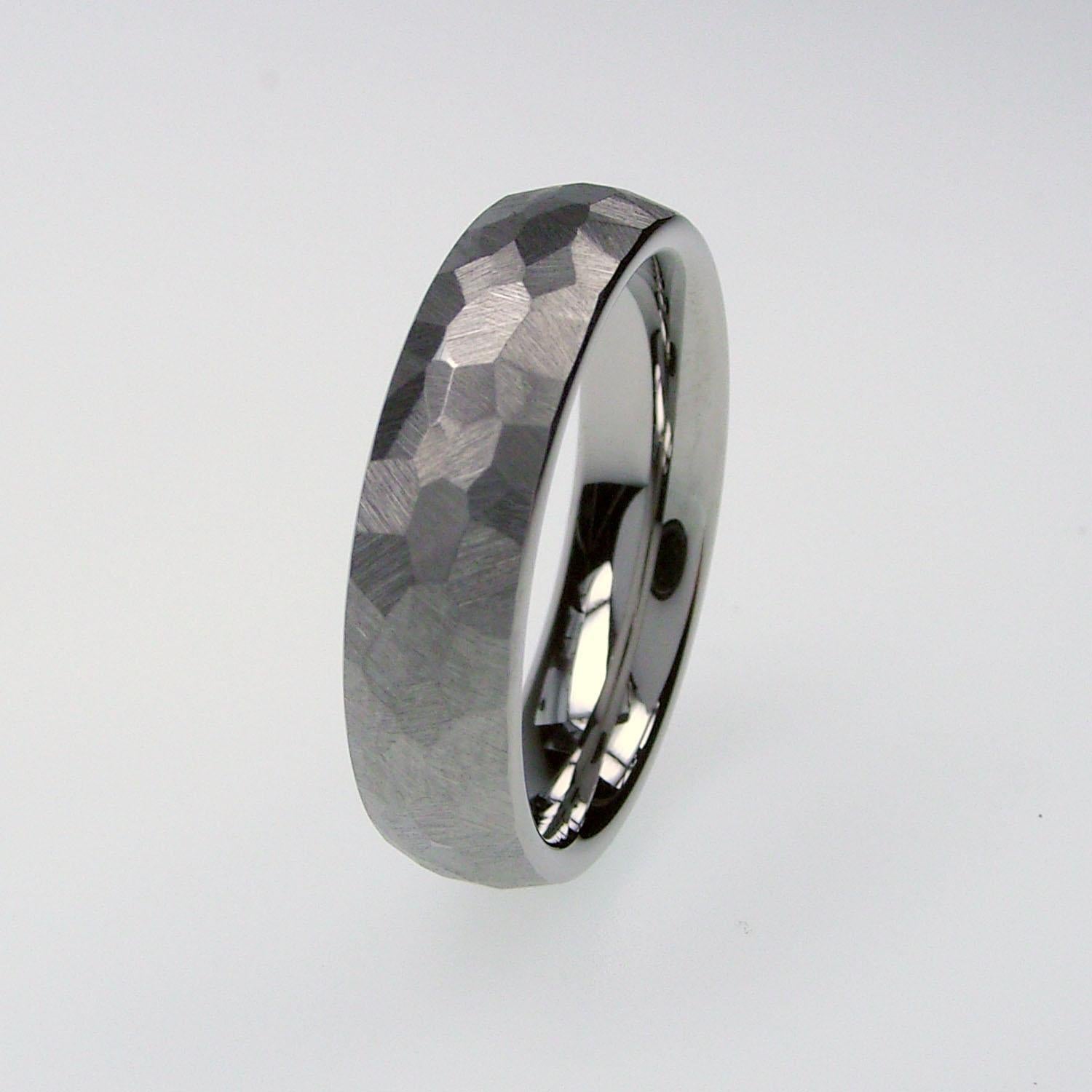 Modern The Charles : Hand-Ground, Faceted Titanium Wedding Band, Comfort Fit For Sale