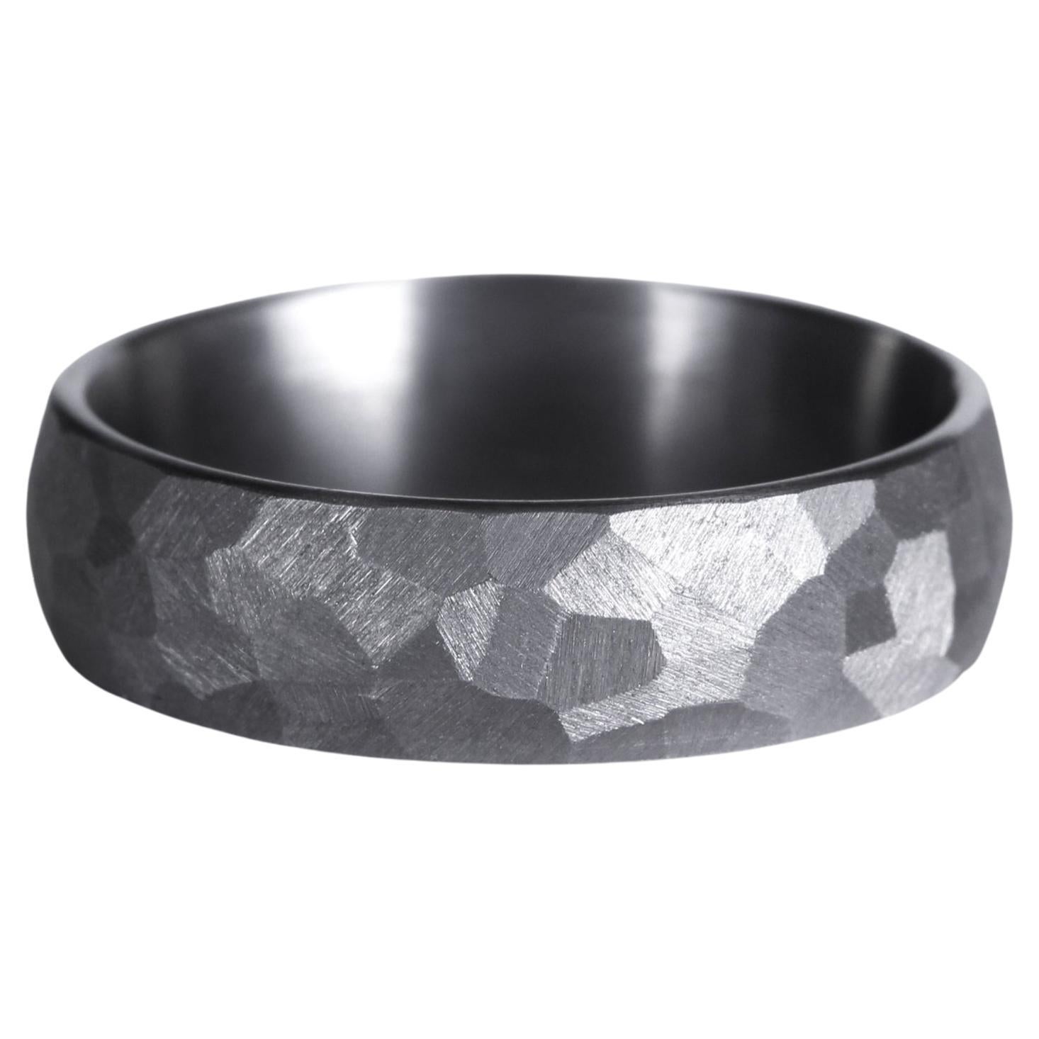 The Charles: Tantalum Hand Cut Faceted 6mm Comfort Fit Wedding Band