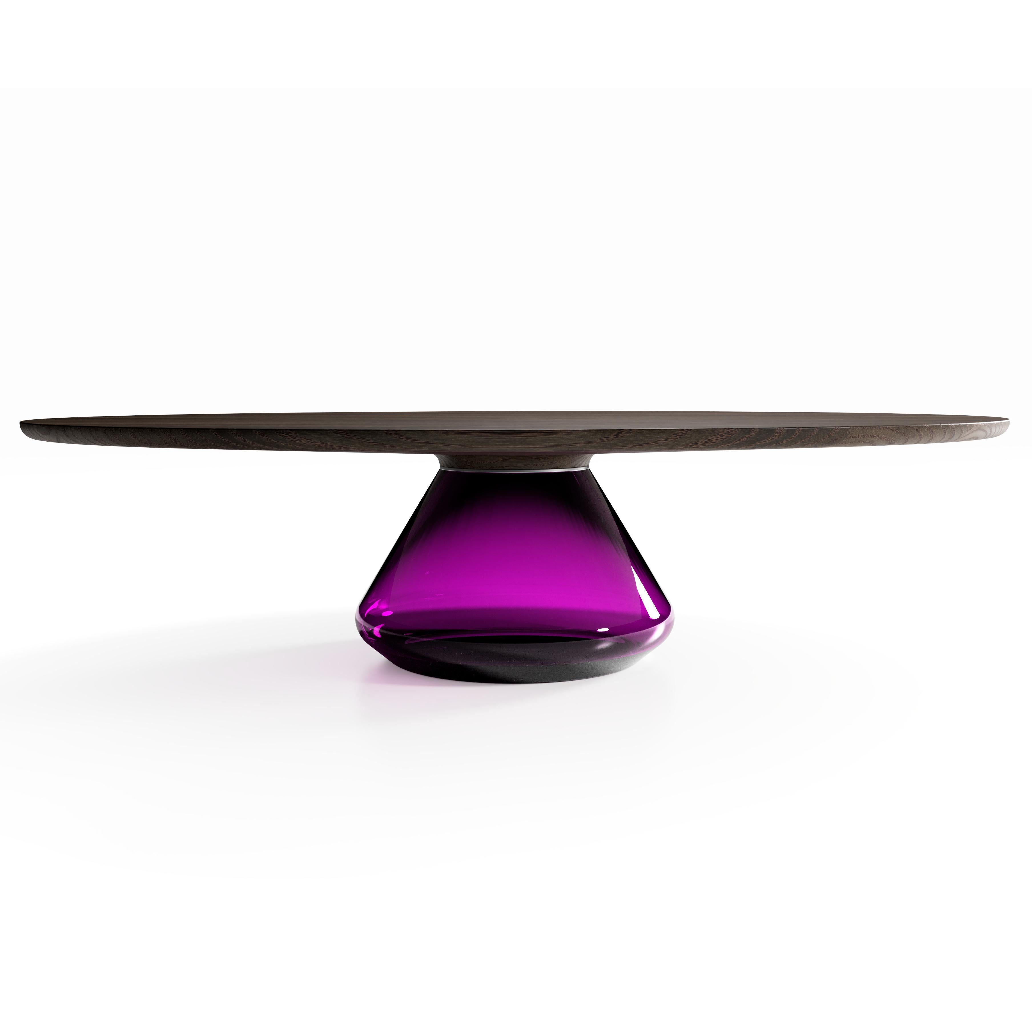 The Charoite Eclipse I, Limited Edition coffee table by Grzegorz Majka
Limited Edition of 8
Dimensions: 54 x 48 x 14 in
Materials: Glass, oak

The total eclipse of every interior? With this amazing table everything is possible as with its Minimalist