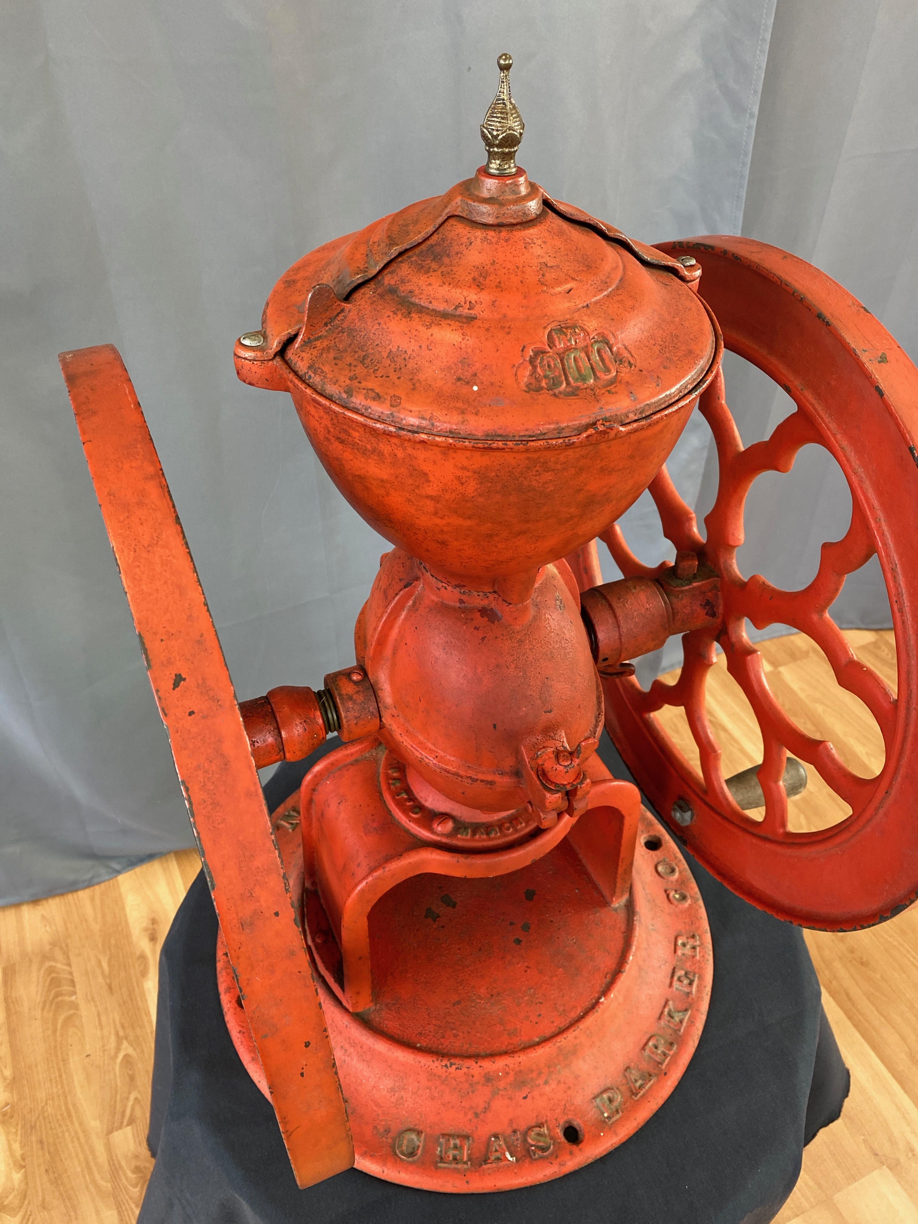 The Cha’s Parker Co. No. 900 Cast Iron Coffee Grinder, 1890s In Good Condition In San Francisco, CA