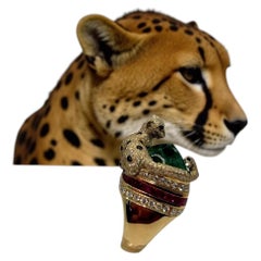 The Cheetah Embrace – 14.80ct Zambian Sugarloaf Emerald & Ruby Diamond Ring