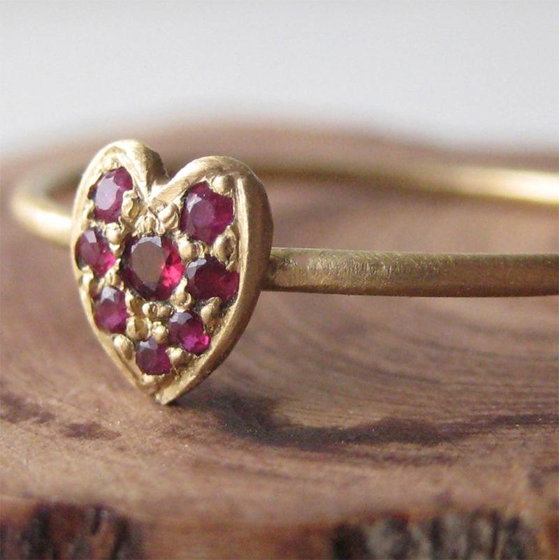 For Sale:  The Cherish-Ruby Ethical Gold Heart Ring 18ct Fairmined Gold 2