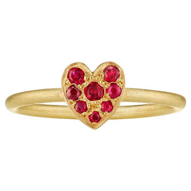 For Sale:  The Cherish-Ruby Ethical Gold Heart Ring 18ct Fairmined Gold