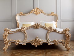 Large Handmade Bed to order Rococo Style With Gold Highlights by La MaisonLondon