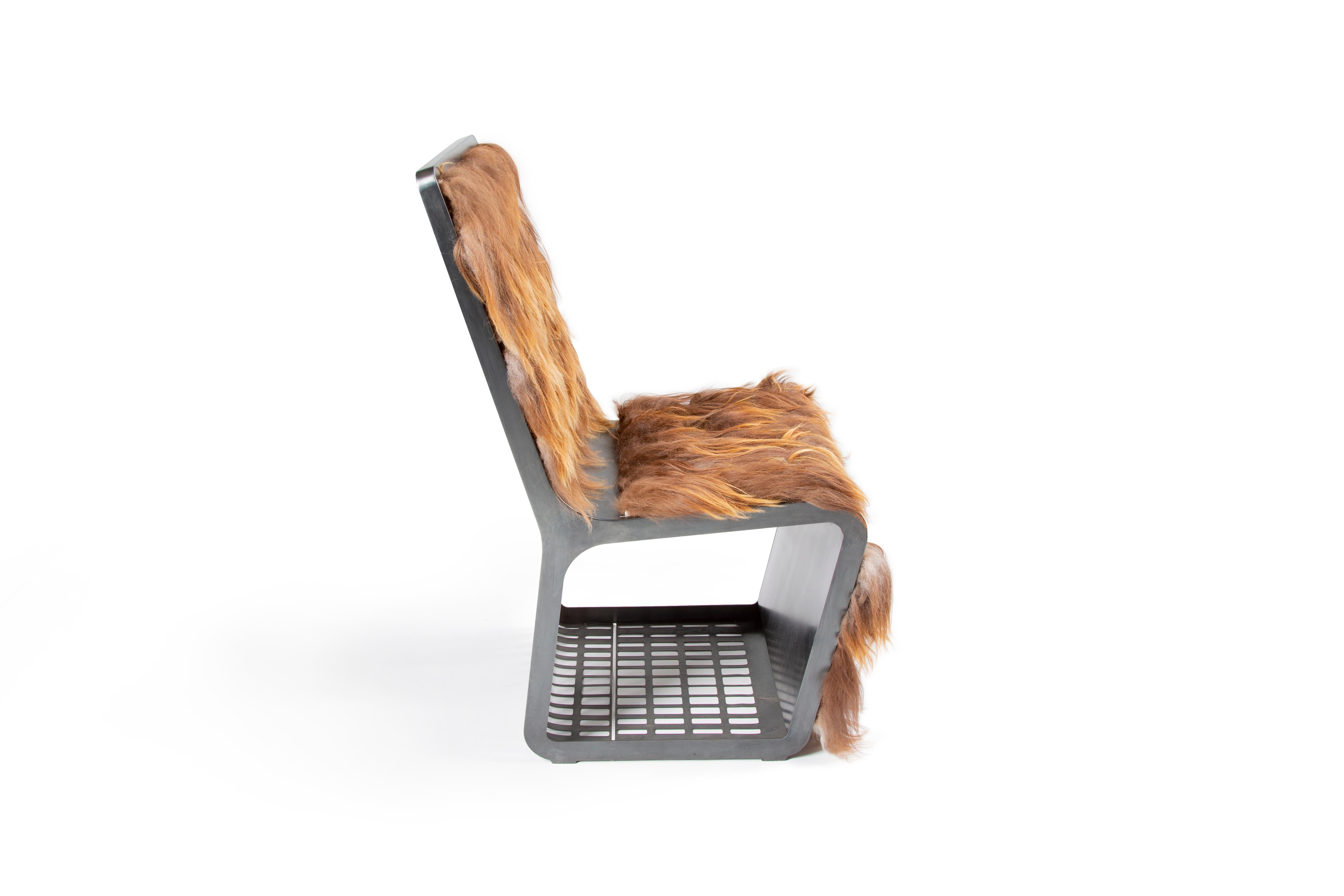 American Star Wars Chewbacca Chair, Modern laser Cut Steel Chair with Woven Icelandic Fur For Sale