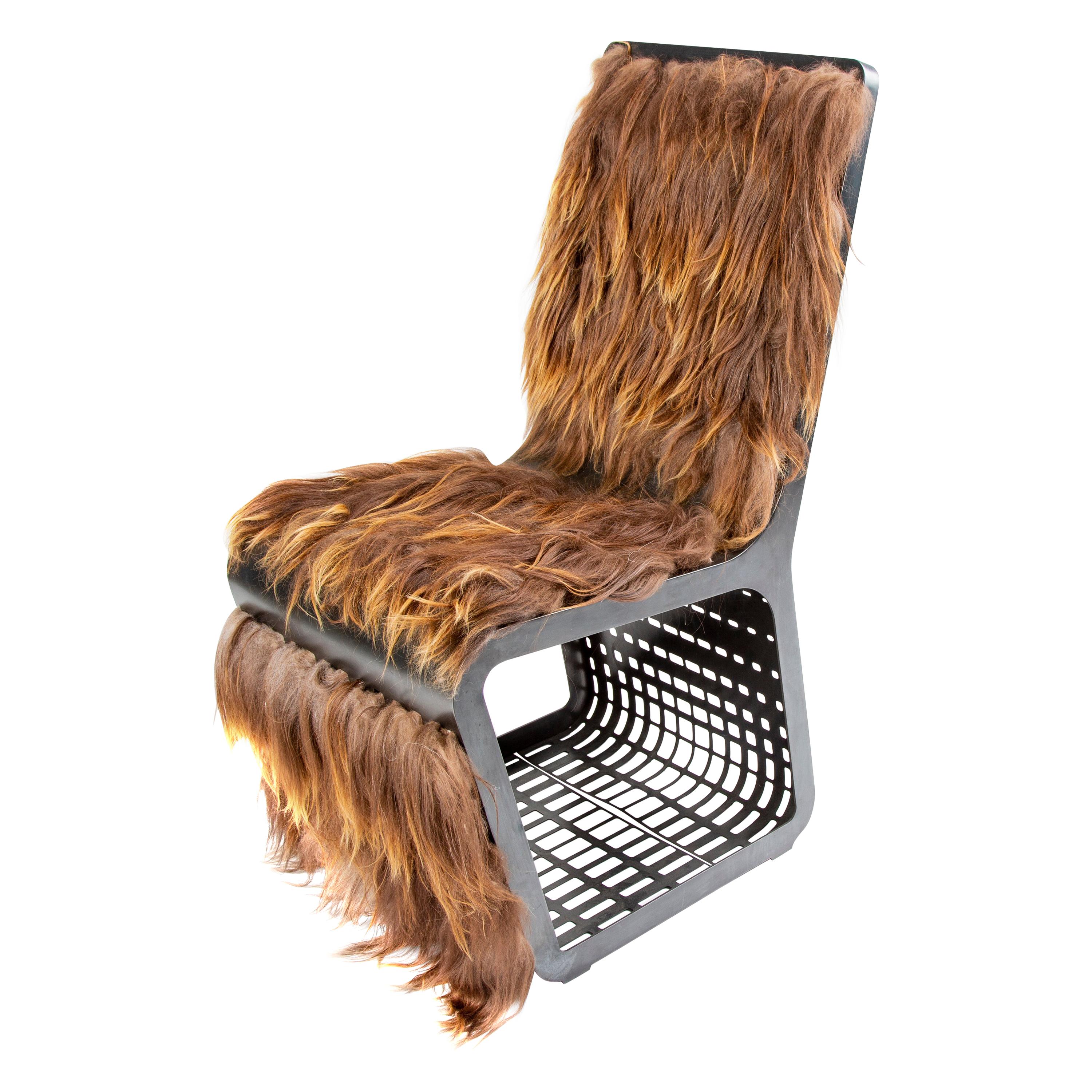 Star Wars Chewbacca Chair, Modern laser Cut Steel Chair with Woven Icelandic Fur For Sale