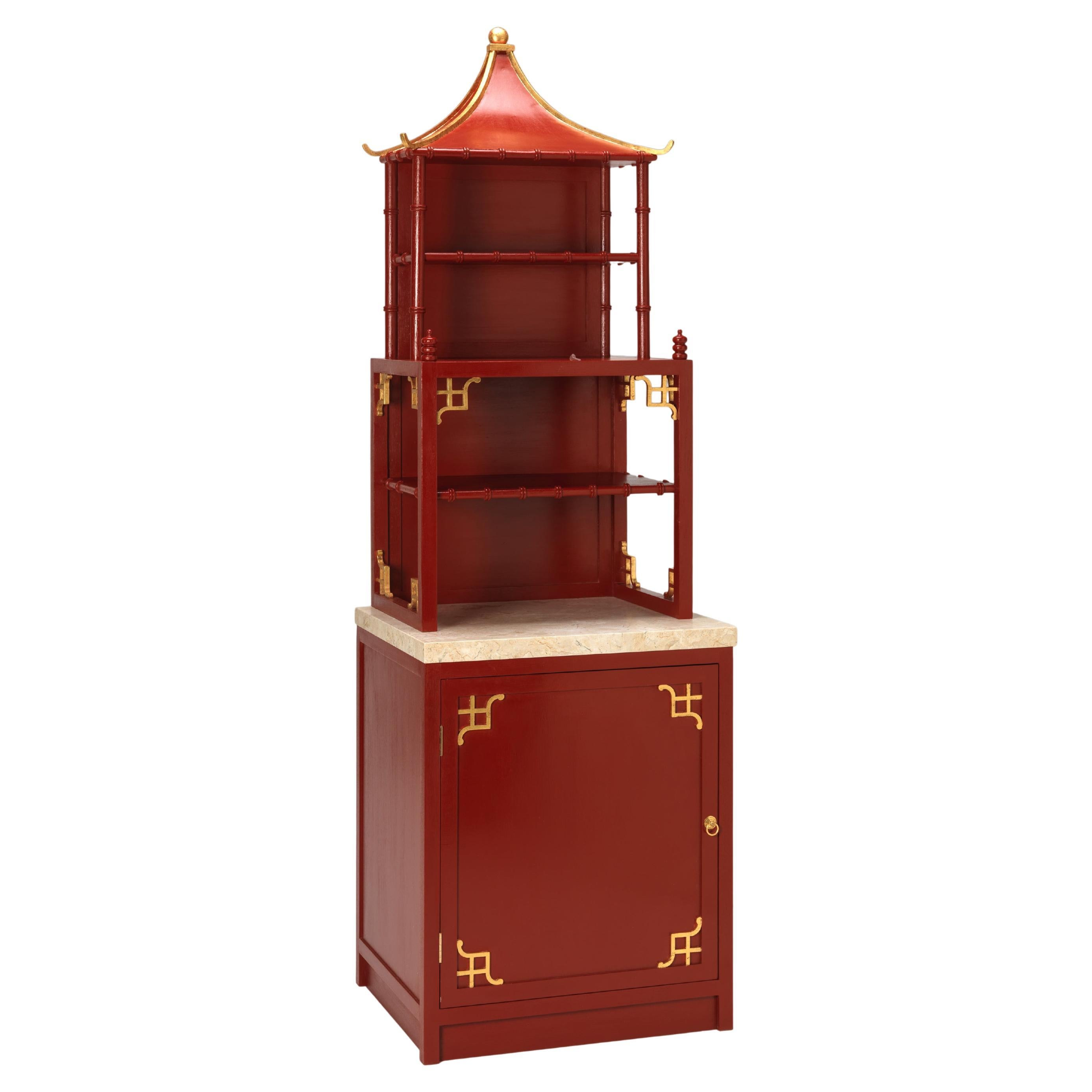The Chinoiserie Pagoda Waterfall Bookcase For Sale