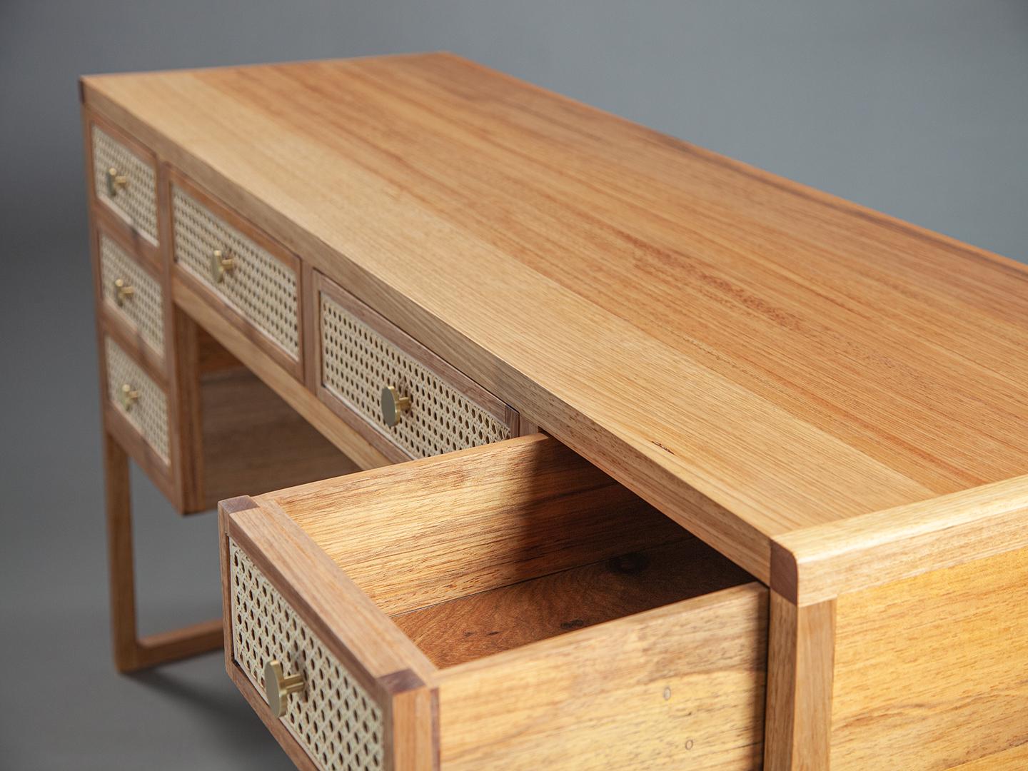 The Chiquita desk with 8 drawers in Brazilian sollid wood For Sale 8