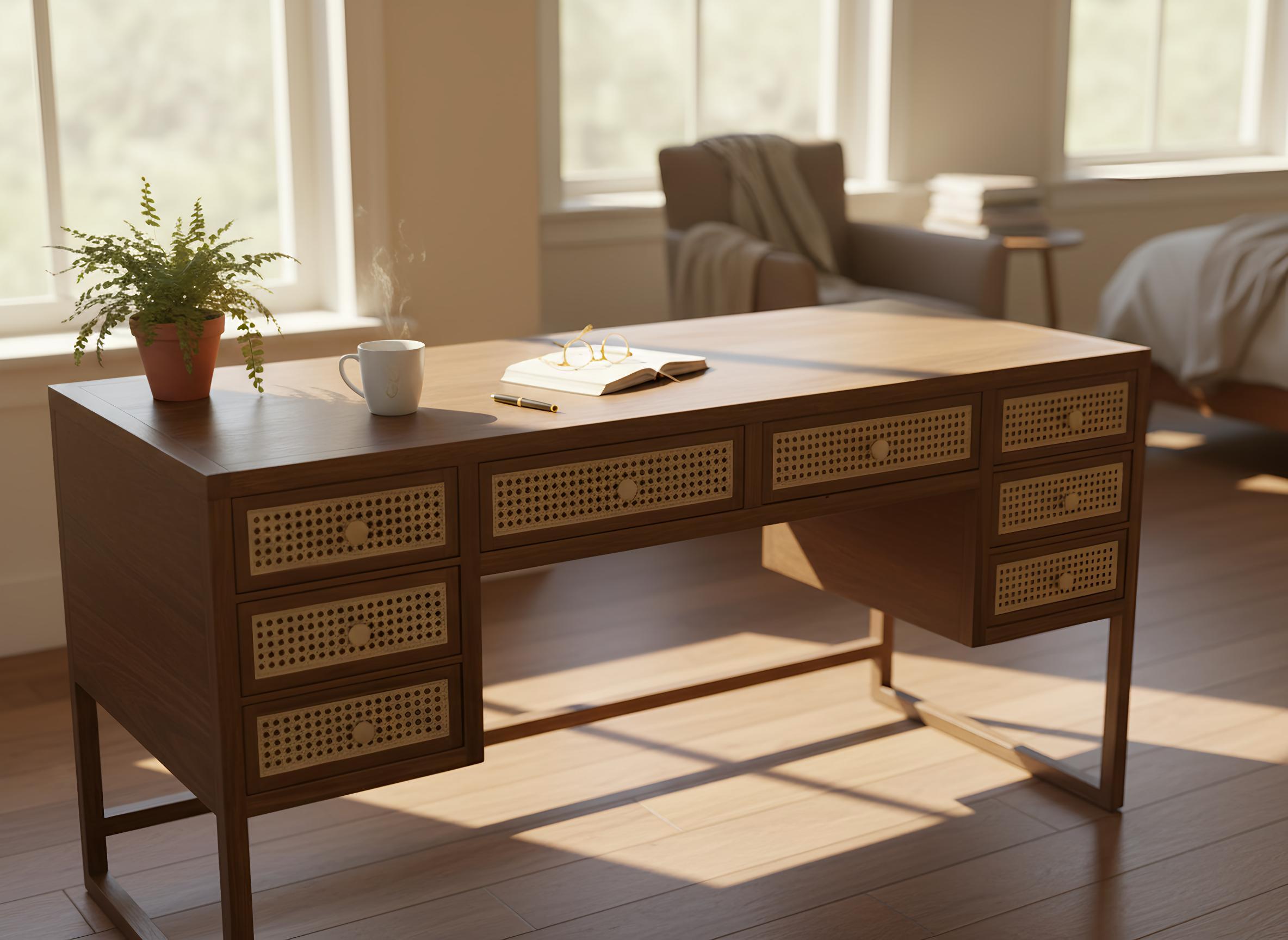 La scrivania Chiquita con 8 cassetti in legno di sollide brasiliano in vendita 10