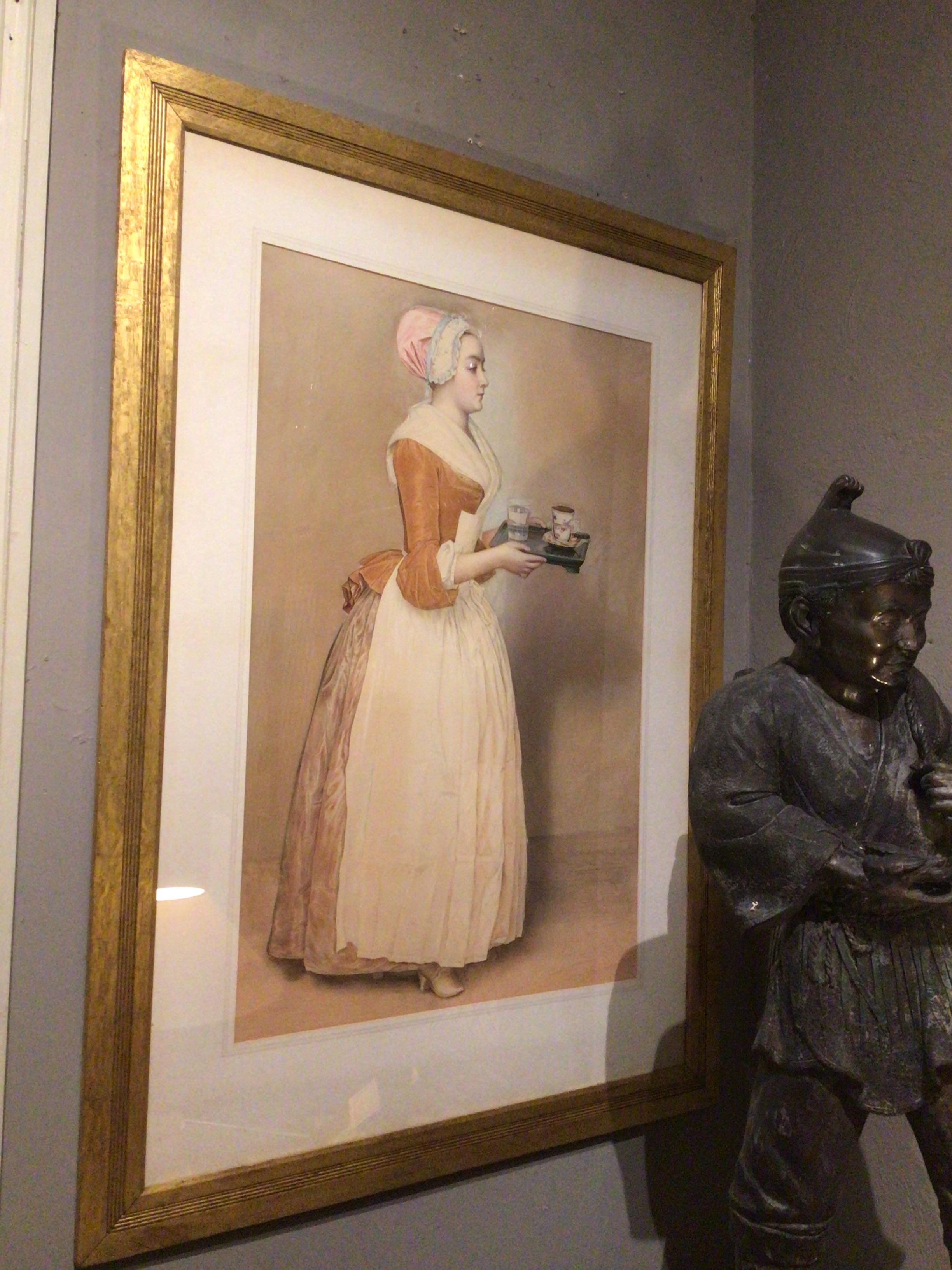 Victorian 'The Chocolate Girl' by August Von Schiegel 'After J. Etienne Liotards' For Sale