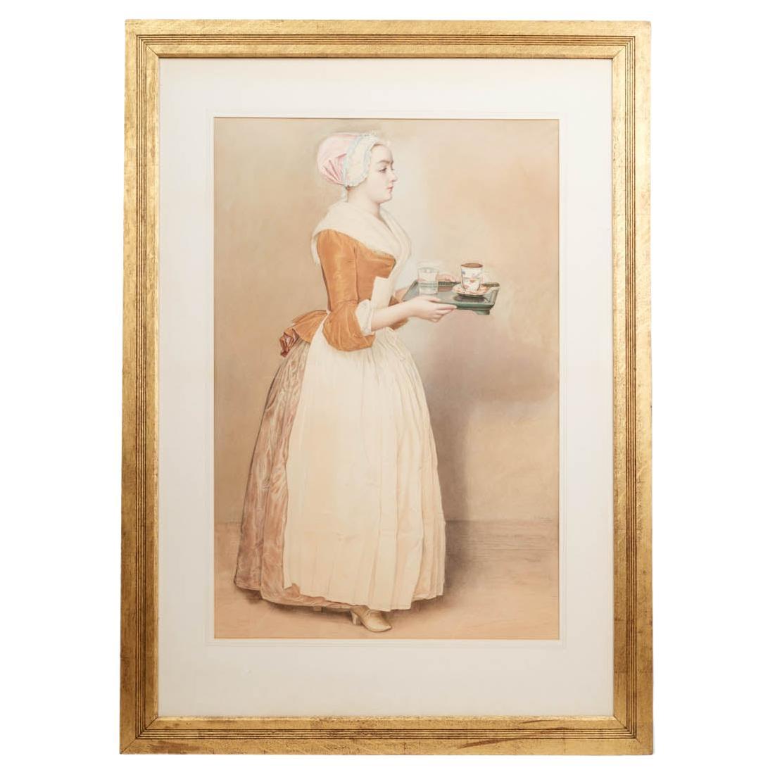 'The Chocolate Girl' by August Von Schiegel 'After J. Etienne Liotards' For Sale