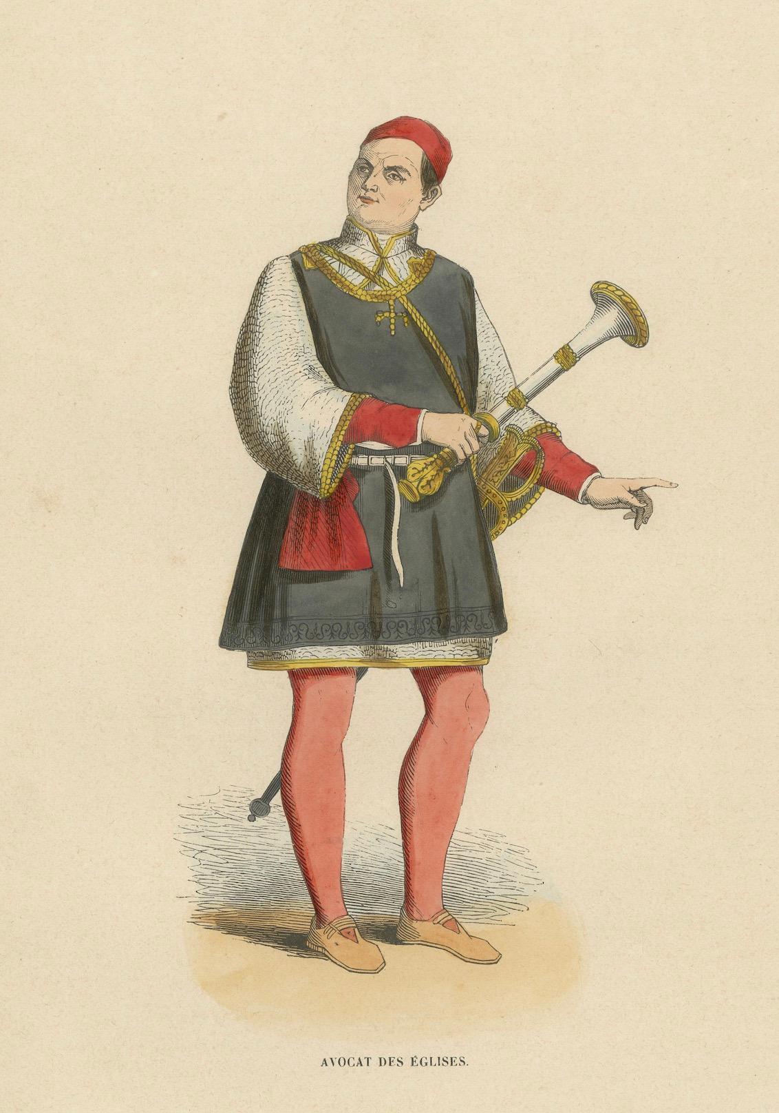 Paper The Church's Defender: Advocate in Arms on a Hand-Colored Lithograph,  1847 For Sale