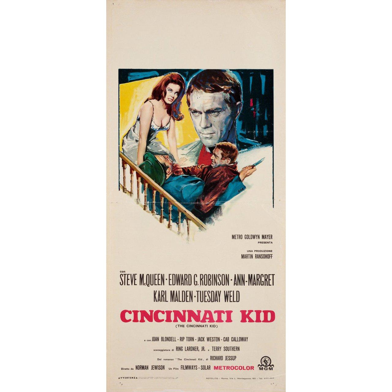 Original 1965 Italian locandina poster by Tino Avelli for the film The Cincinnati Kid directed by Norman Jewison with Steve McQueen / Ann-Margret / Karl Malden / Tuesday Weld. Very good-fine condition, folded with pinholes. Many original posters