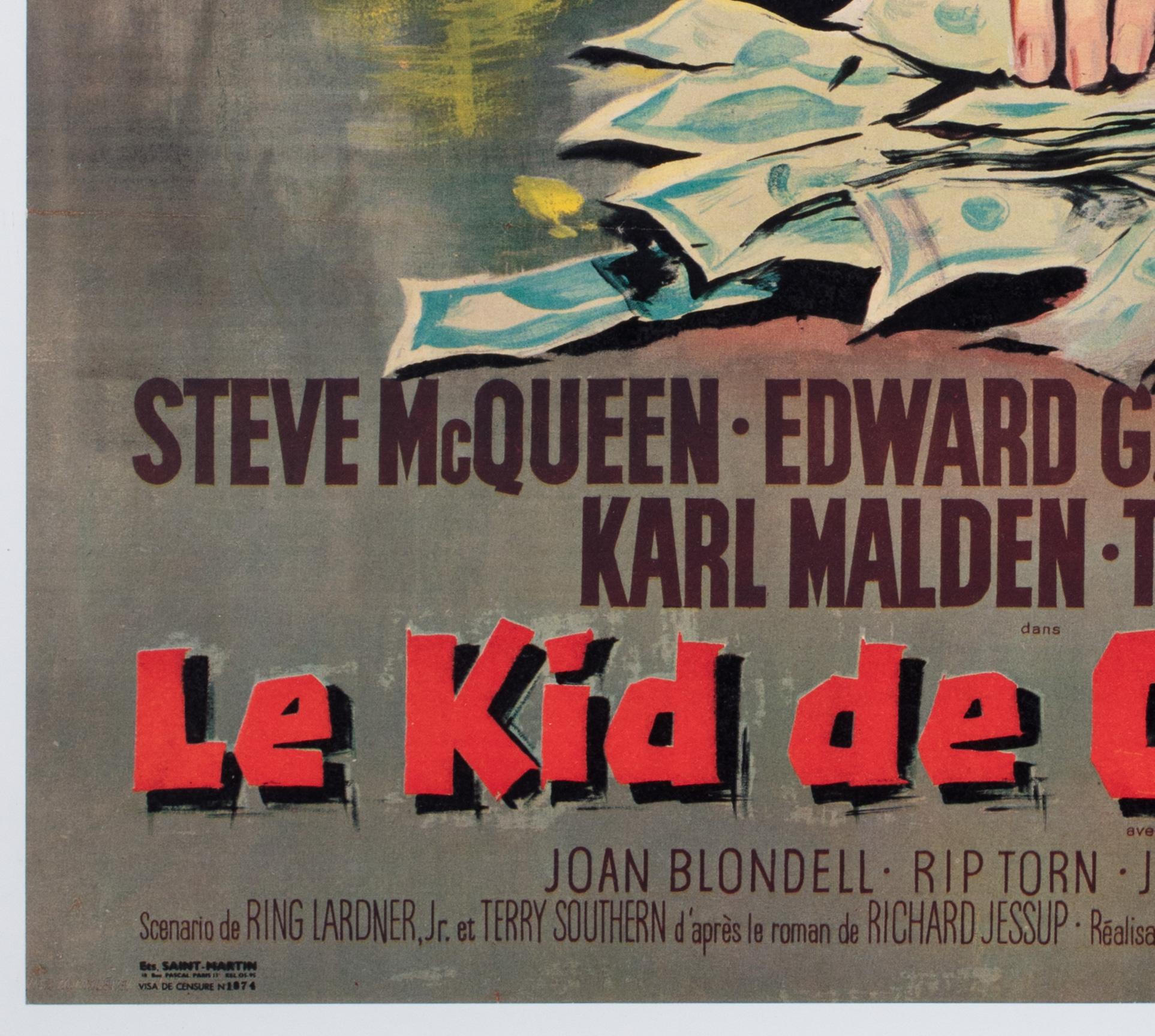 THE CINCINNATI KID 1966 Manifesto cinematografico francese Moyenne, GEORGES ALLARD in vendita 1