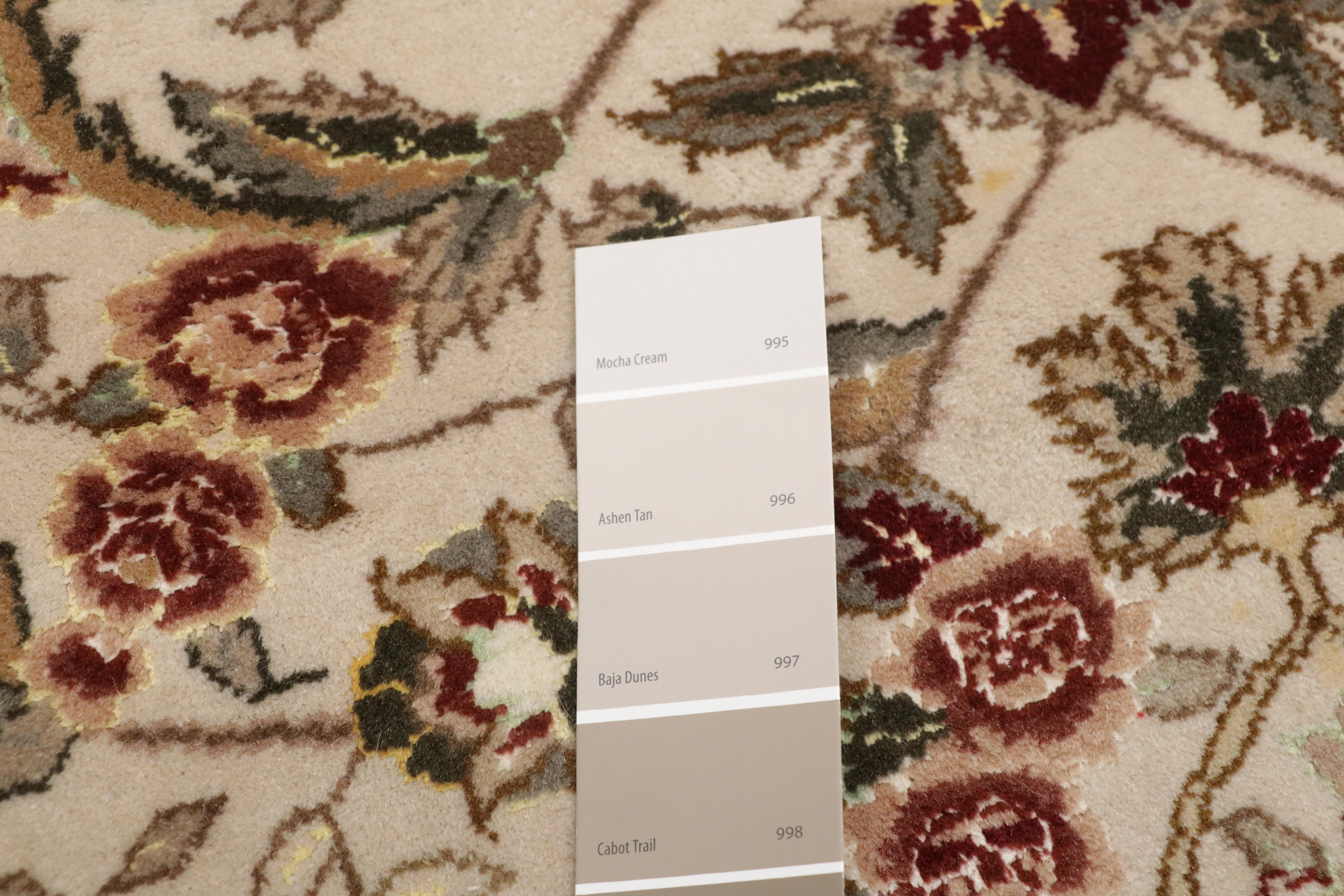 The Circle of Harmony: Round Chinese Tabriz Wool & Silk Rug of Timeless Elegance For Sale 8