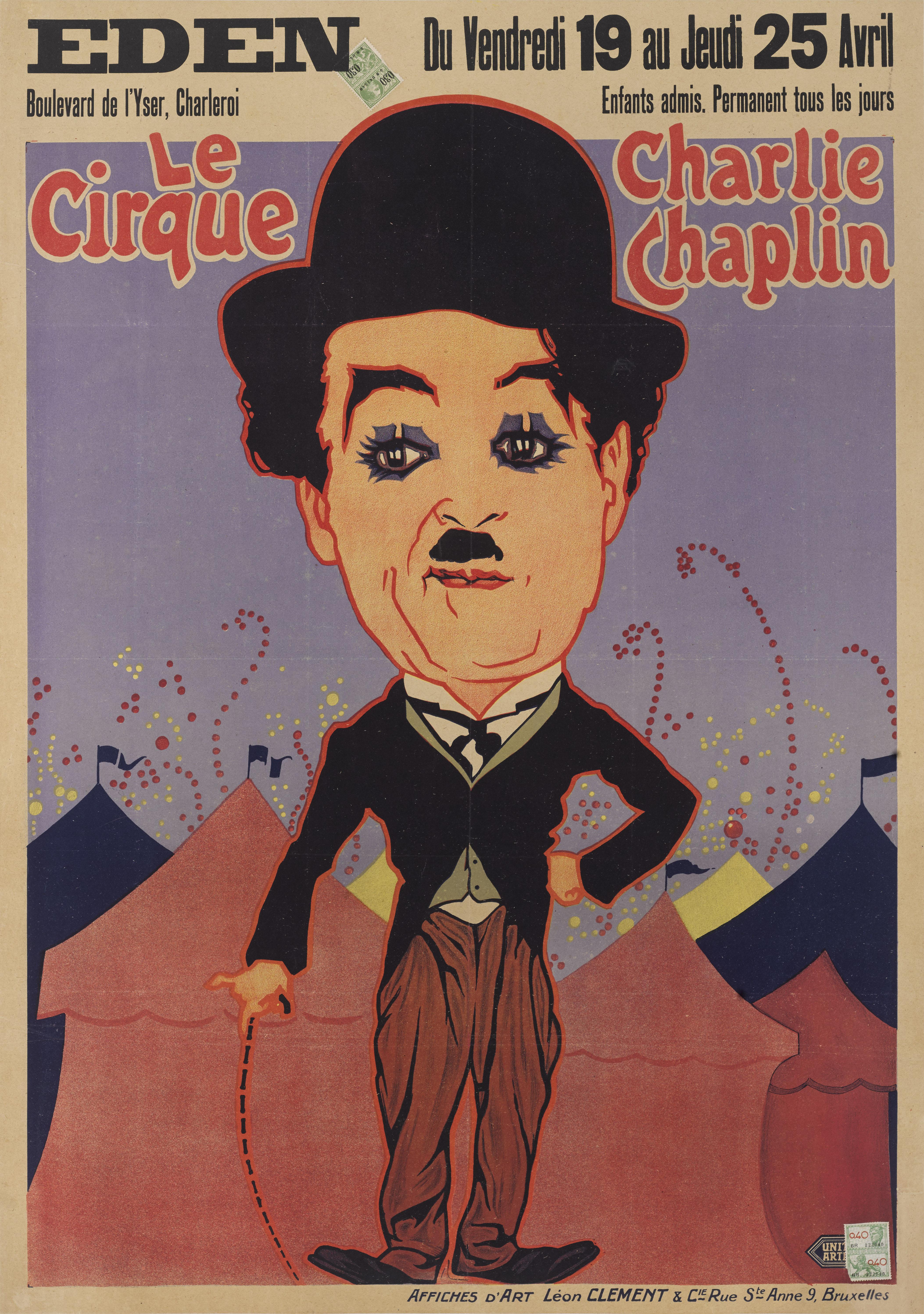 Original Belgian film poster for The Circus 1928
This 1928 comedy was written, directed and stars Charlie Chaplin, who was at the height of his fame.
The artwork on this poster is by Alvan Cordell 'Hap' Hadley (1895-1976). Hap' Hadley was a