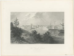 The City of Detroit, View from Canadian Shore – Antique Harbor Engraving, c.1872