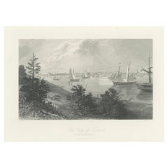 Die Stadt Detroit, Blick vom kanadischen Ufer - Antiker Hafenstich, um 1872