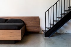 Contemporary Solid Black Walnut Bed with Floating Nightstands by Kate Duncan