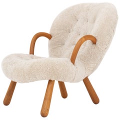 "The Clam" Easy Chair in Lambs Wool by Philip Arctander