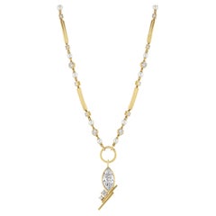 Colgante y cadena Clara Colgante y cadena de diamantes GIA 3ct SI1 Marquesa engastados en bisel