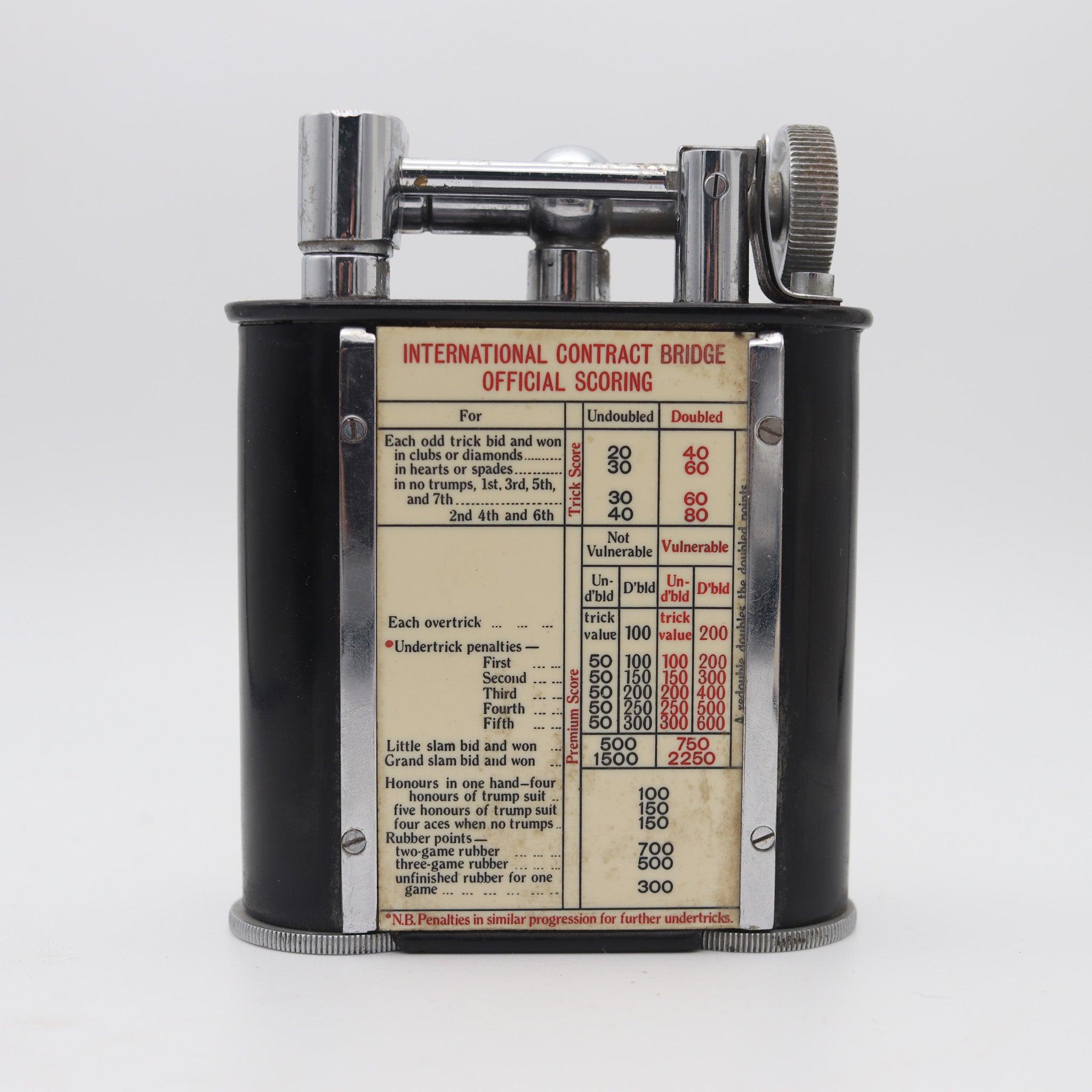 L'allumeur de pupitre Classic Jumbo, avec un chevalet, a été conçu par les frères Clark.

Il s'agit d'un très bel allumeur de table à essence de bureau créé en Angleterre pendant la période art-déco, en 1930. Le modèle a été breveté à l'origine par